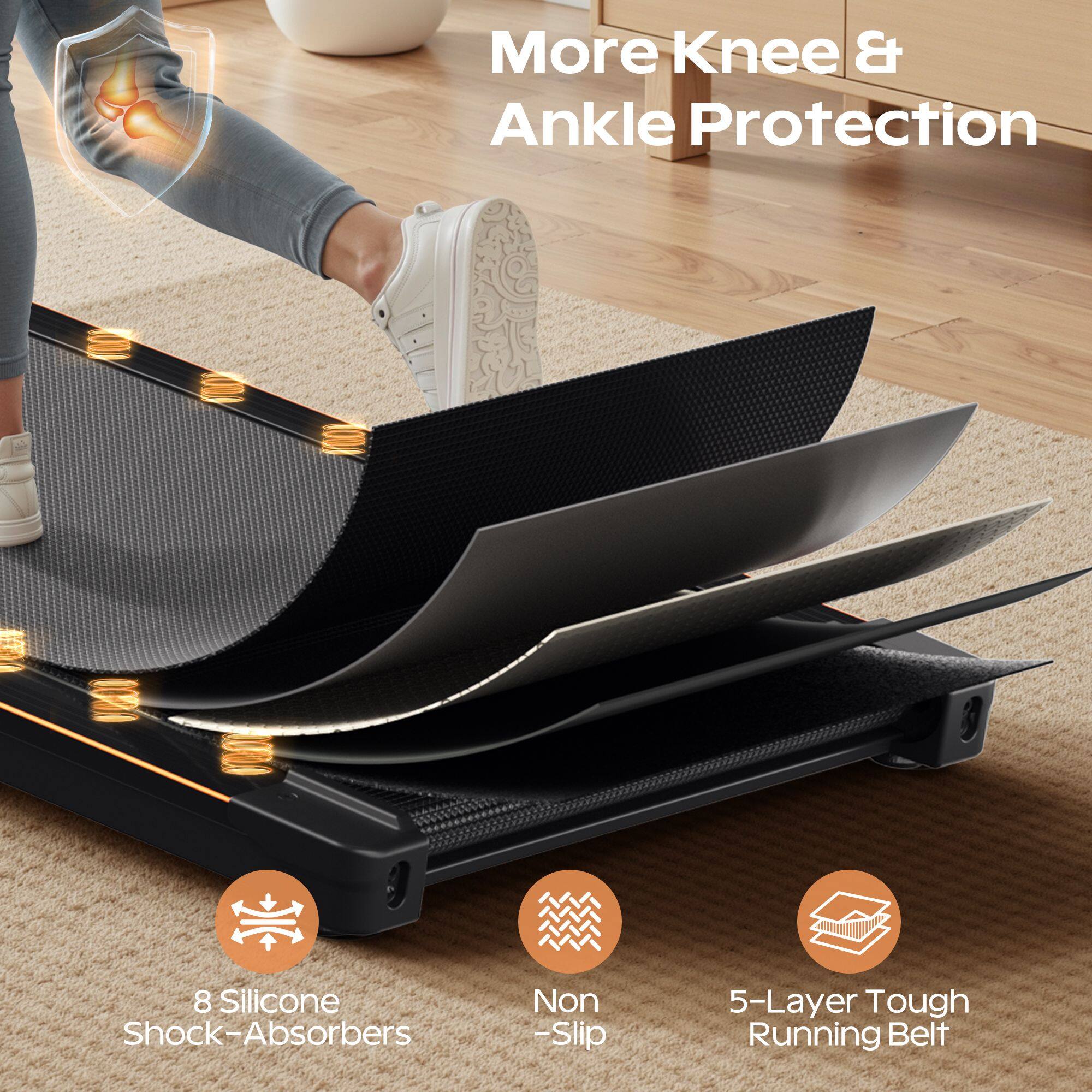 More Knee & Ankle Protection

8 Silicone Shock-Absorbers

Non-Slip

5-Layer Tough Running Belt