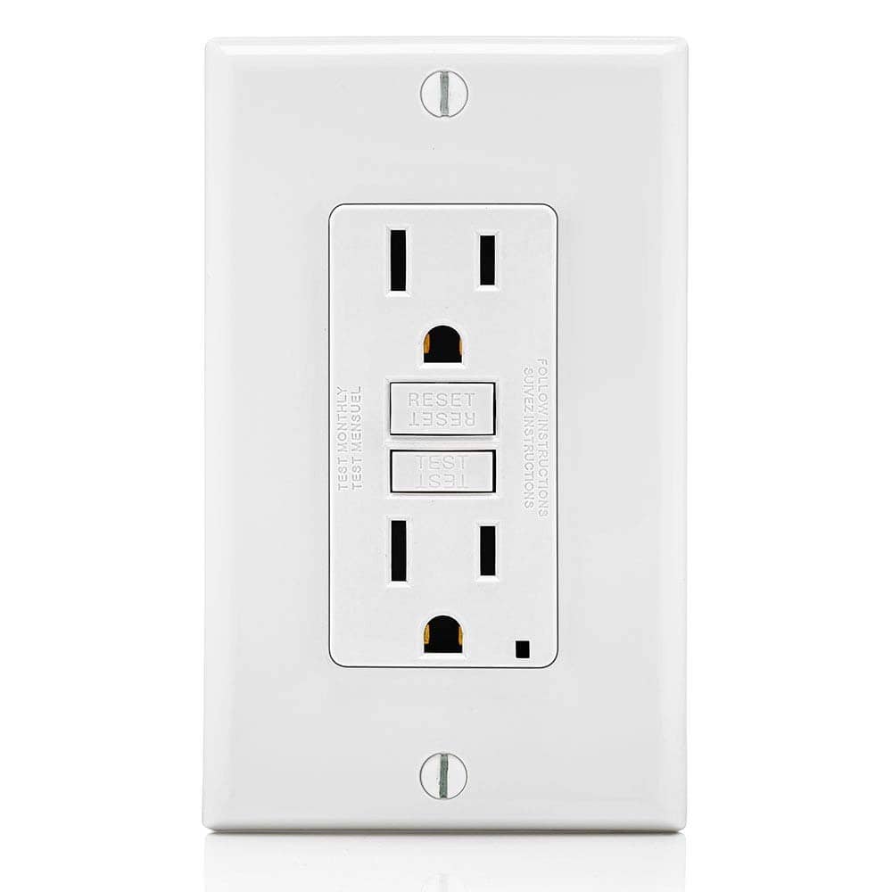 Leviton - GFCI Receptacle 15A Self-Test with LED Indicator, Non Tamper-Resistant (GFNT1-W) - White