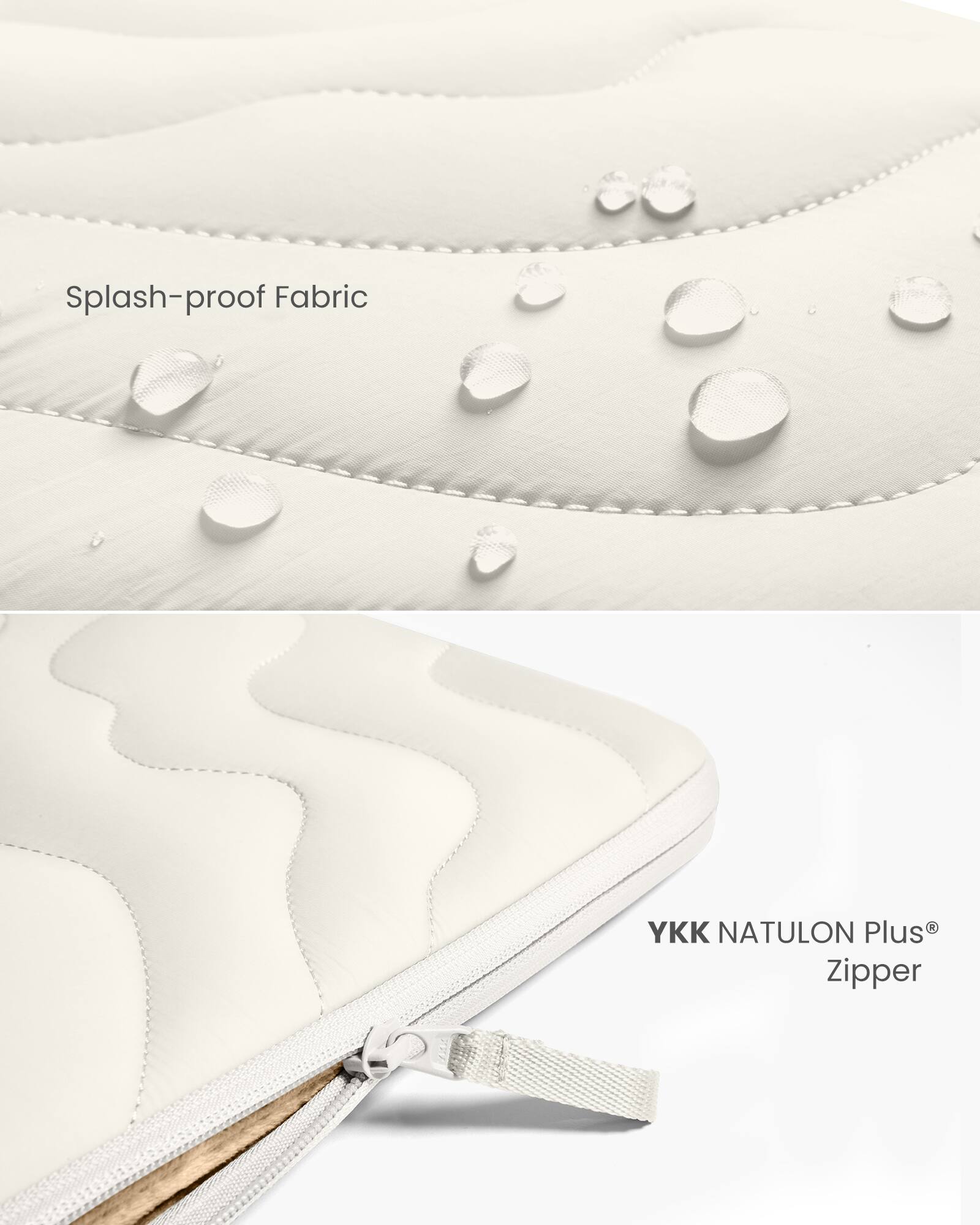 Splash-proof fabric YKK NATULON Plus Zipper.