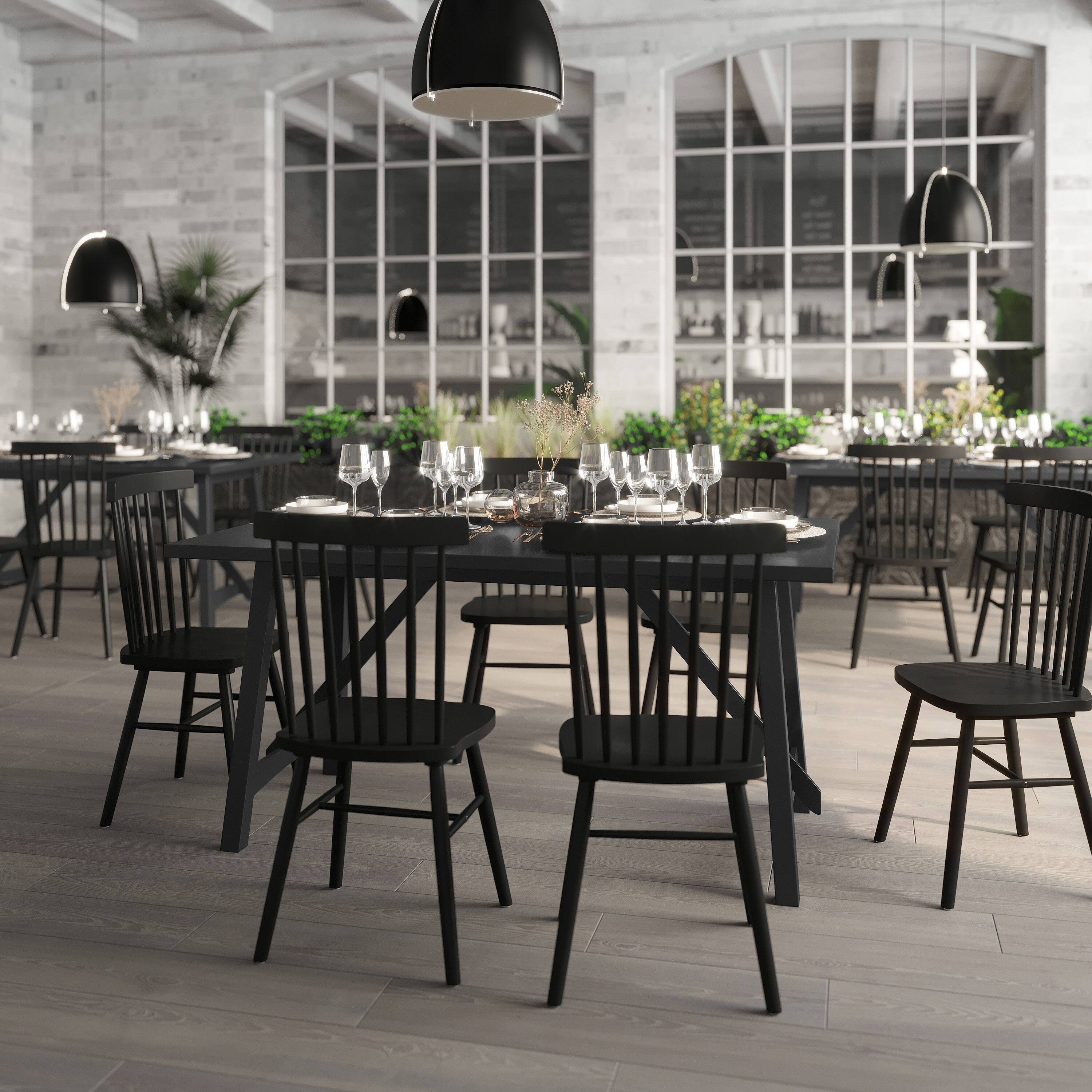Alt View 3. Flash Furniture - Everly 60" Solid Wood Trestle Base Dining Table, Farmhouse Style Commercial Grade Table with Seating for 6, Black Finish - Black.