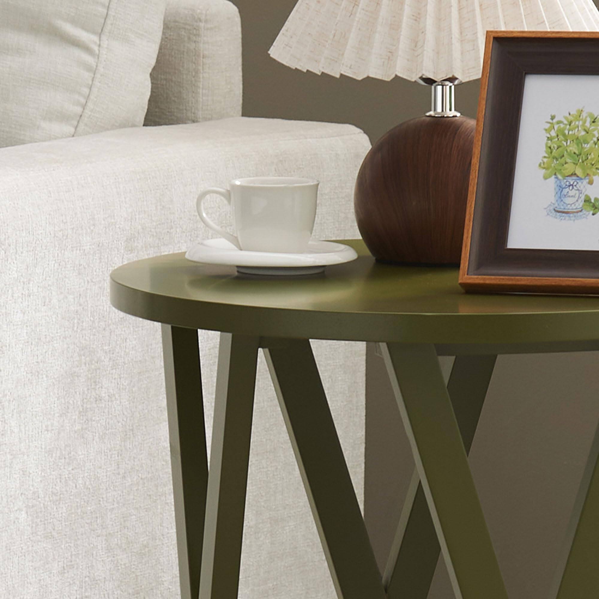 Alt View 1. Kings Brand Furniture - Kings Brand Furniture Emma Side End Table - Modern Round Farmhouse Accent Table - Open White.