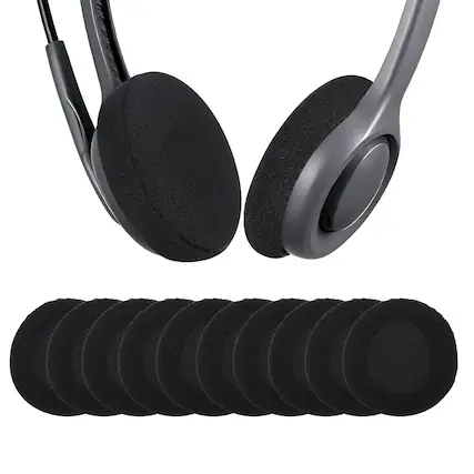 Front. Unique Bargains - 10pcs Foam Ear Pads (2.56"/65mm) - High Density Soft Sponge Covers for Music/Gaming, Fits Most Headsets - Black.