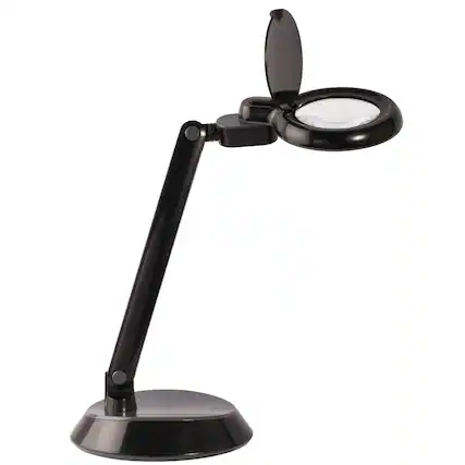 Front. OttLite - Space-Saving LED Magnifier Desk Lamp - Black.