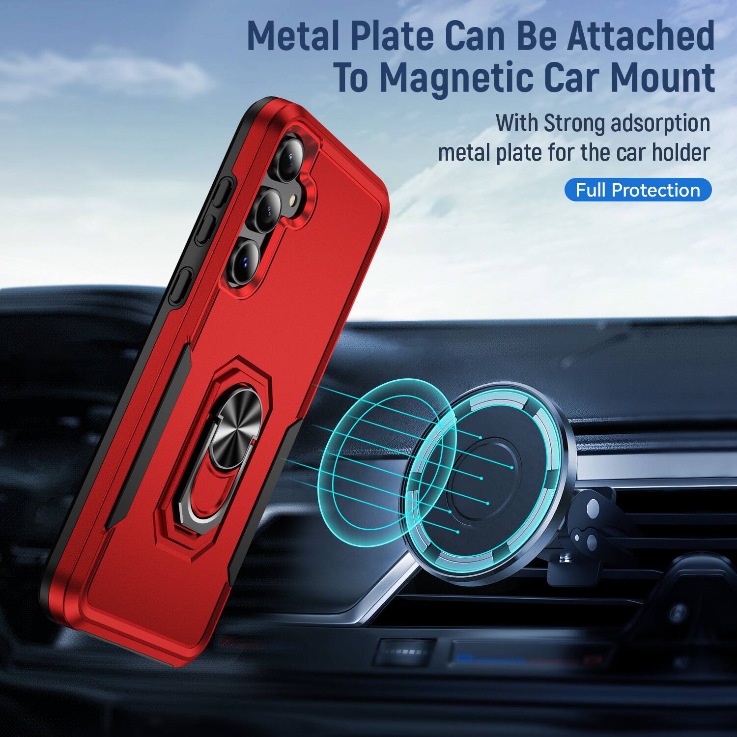 Metal Plate Can Be Attached To Magnetic Car Mount

With Strong adsorption metal plate for the car holder

Full Protection