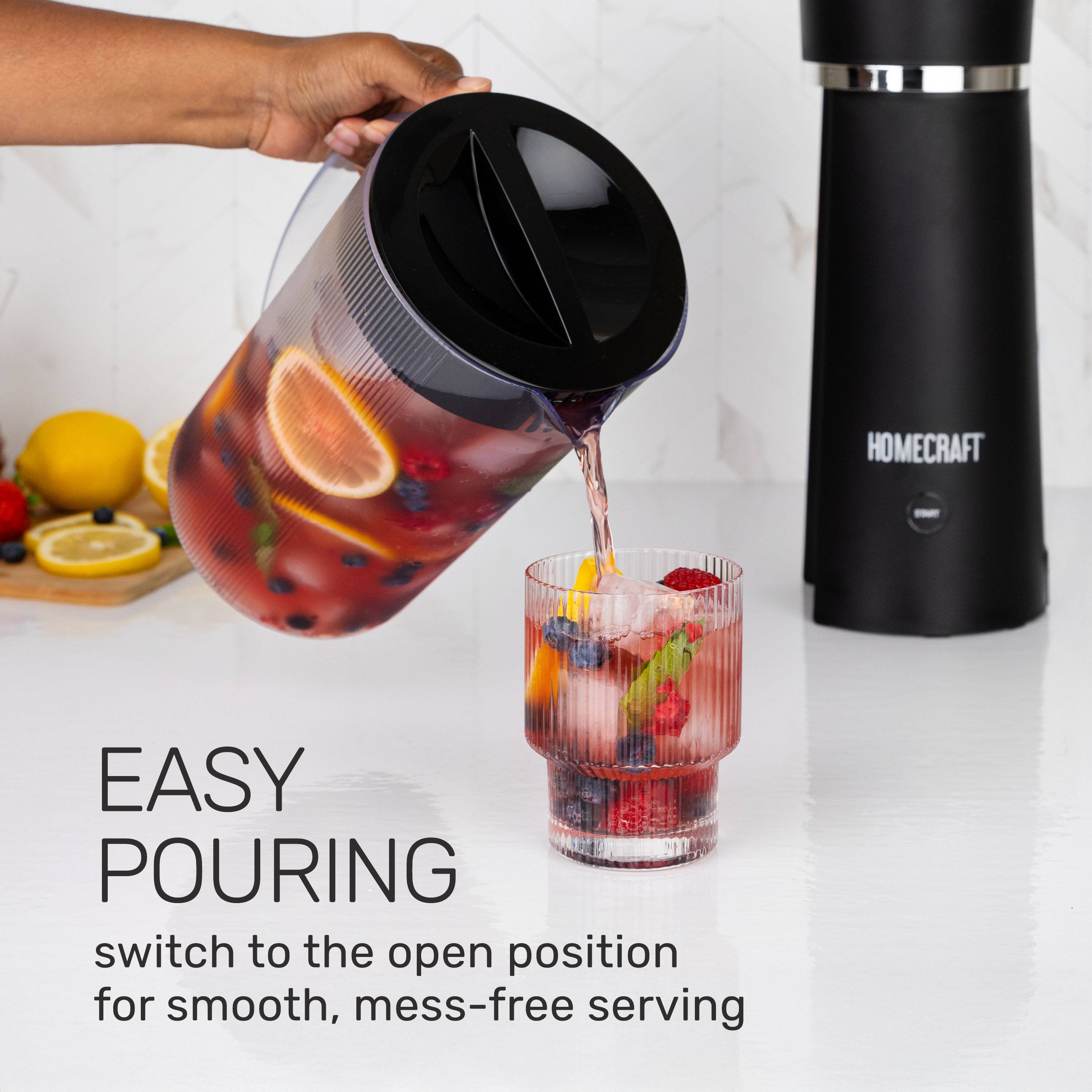 EASY POURING  
switch to the open position for smooth, mess-free serving