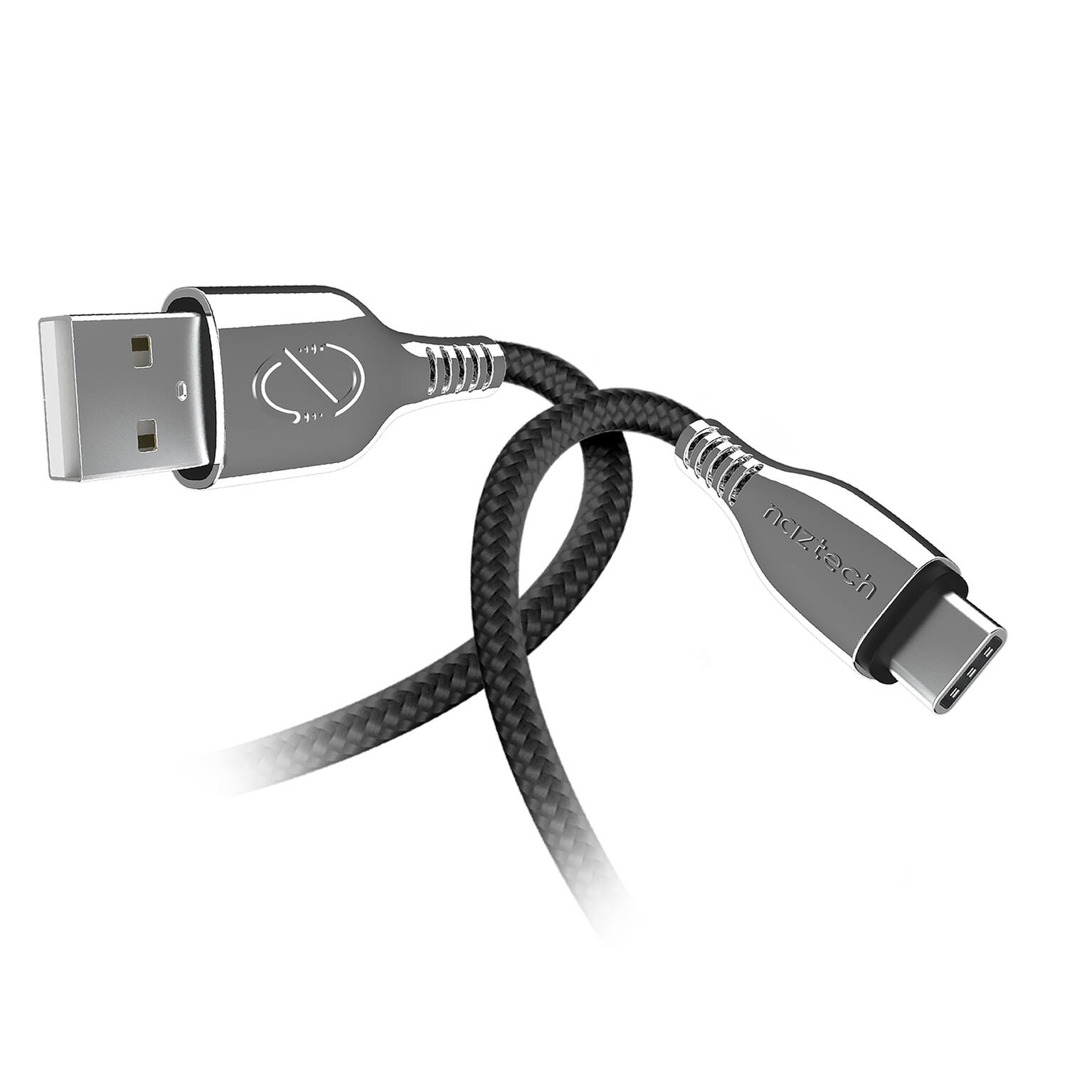 Alt View 5. Naztech - Naztech 15499 6-ft. Titanium Usb To Usb-c Braided Cable (black) - black.