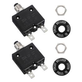 Unique Bargains - 2pcs 20A Push Button Circuit Breaker, 125/250V AC,50V DC, Manual Reset Thermal Overload Protector for Industrial - Black
