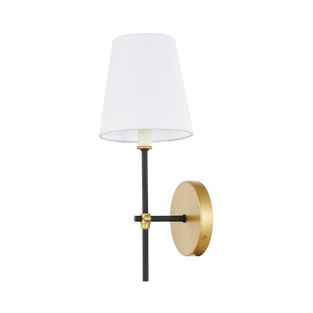 Alt View 3. Living District - Mel 1 light Brass and Black and White shade wall sconce - Brass And Black And White Shade.