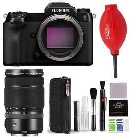 GFX100S II Mirrorless Camera Body w/ Fujifilm GF 45-100mm F4 R LM WR & Extra Accessories Bundle | Fuji GFX100S II - Black