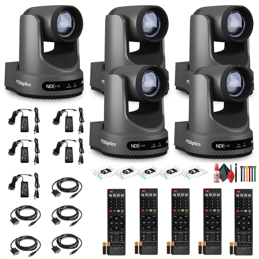 Ptzoptics 5 x PTZOptics Move 4K PTZ Camera with 20x Zoom (Gray) (PT20X 4K GY G3 ...