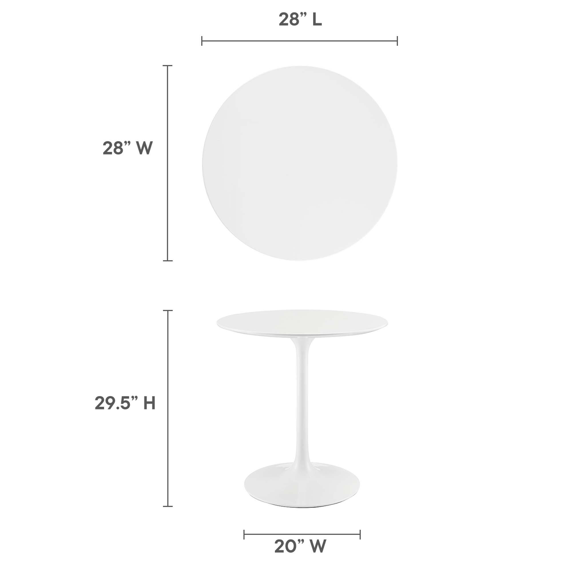 28" L  
28" W  
29.5" H  
20" W