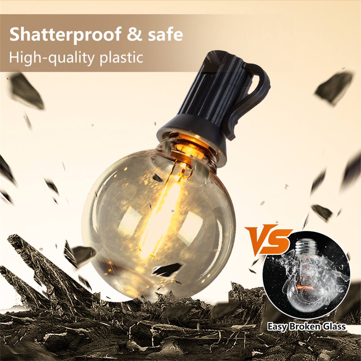 Shatterproof & safe  
High-quality plastic  

VS  

Easy Broken Glass