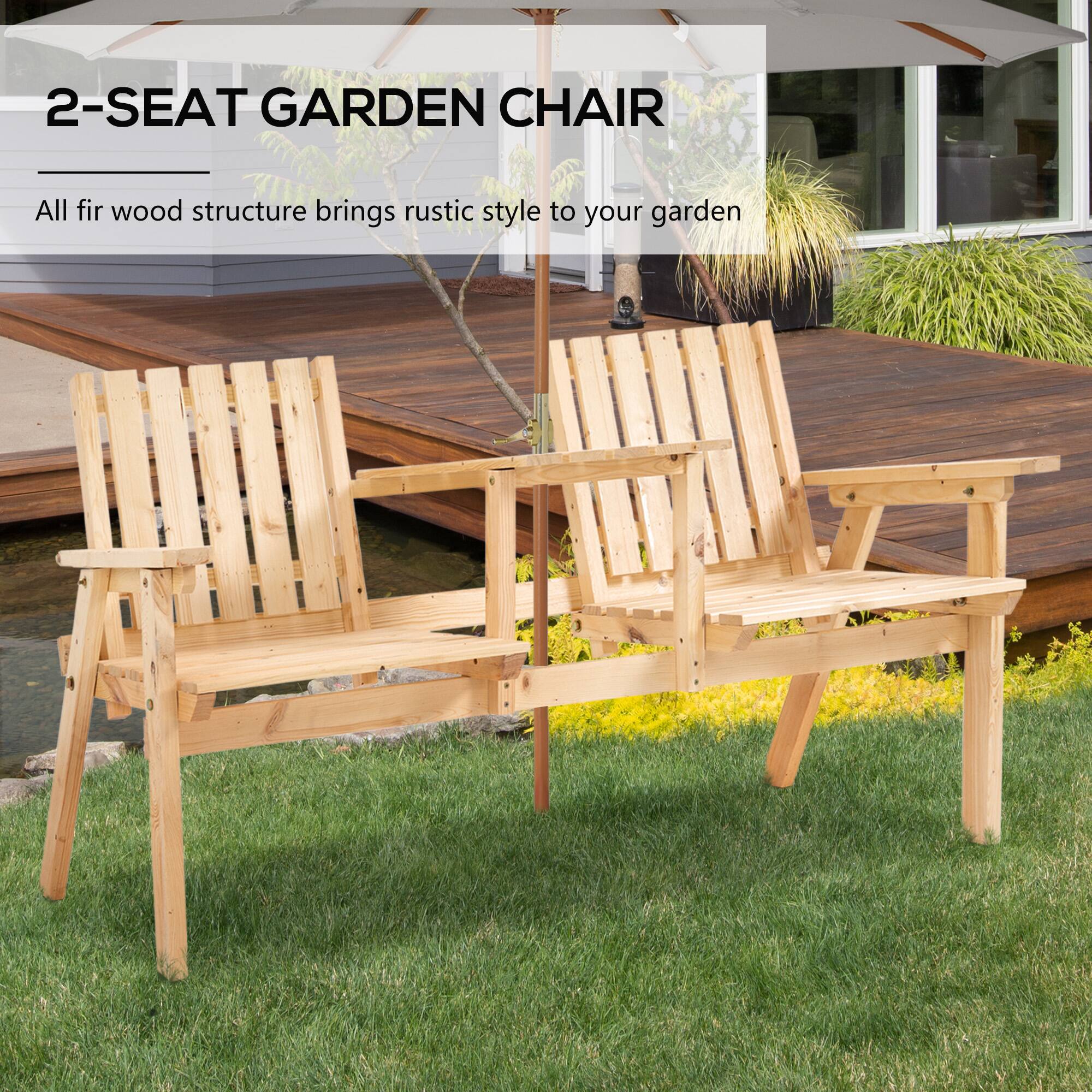 2-SEAT GARDEN CHAIR

All fir wood structure brings rustic style to your garden