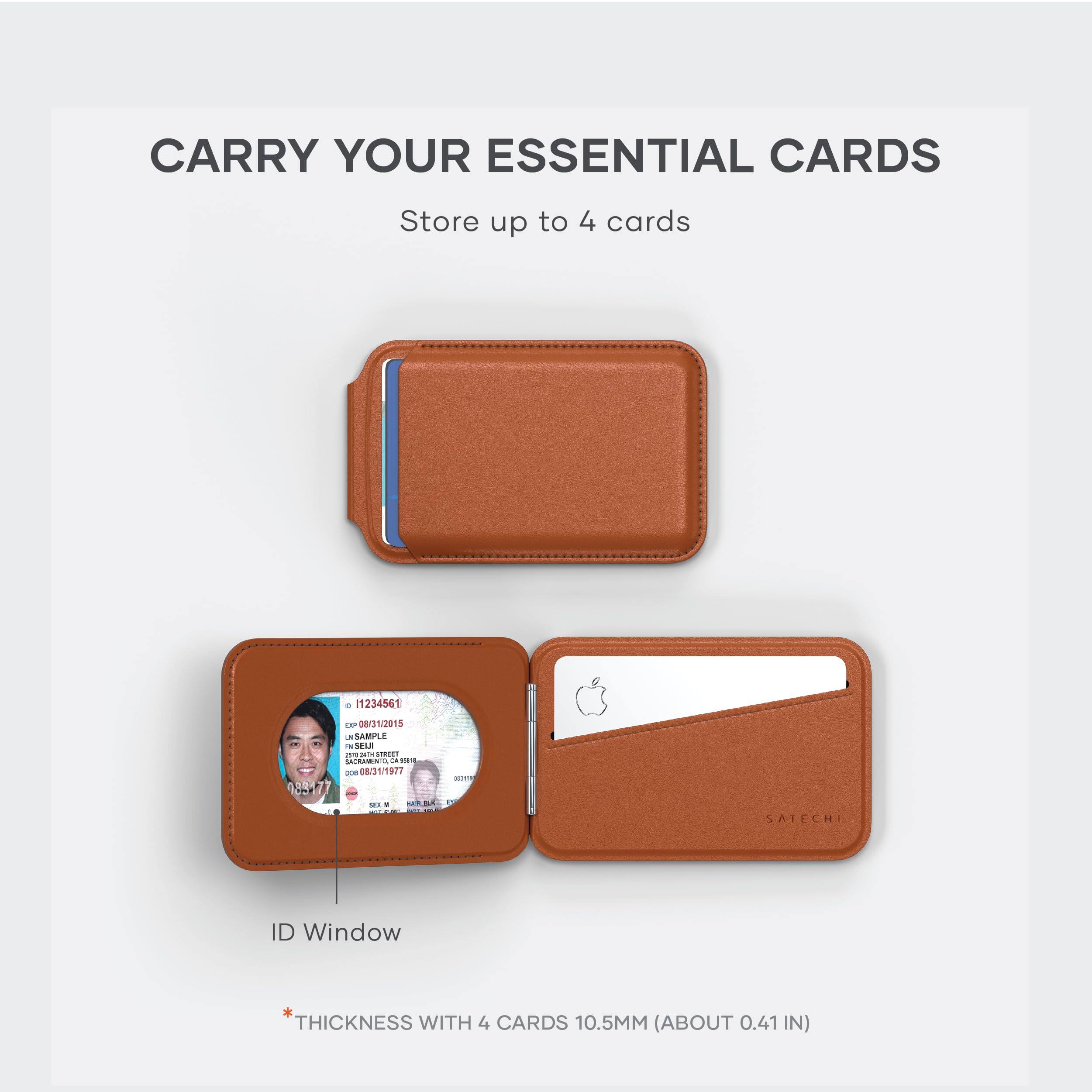CARRY YOUR ESSENTIAL CARDS  
Store up to 4 cards  

11234561  
EAP 08/31/2015  
SAMPLE  
SEU  
CAO  
08/31/1977  

ID Window  

*THICKNESS WITH 4 CARDS 10.5MM (ABOUT 0.41 IN)