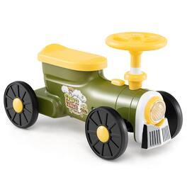 Costway - Ride on Push Car with Storage Compartment & Train Whistle Sound Button - Green