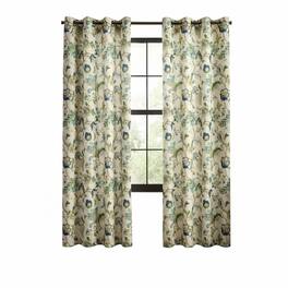 Ellis Curtain - ELLIS 100% Polyester Brissac Colrful Jacobean Pattern Grommet Panel Lined 50" x 63" - Blue