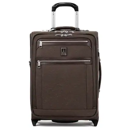 Front. Travelpro - Travelpro Platinum Elite Softside Expandable Luggage, 2 Wheel Upright Suitcase, USB Port, Men and Women - Rich Espresso.