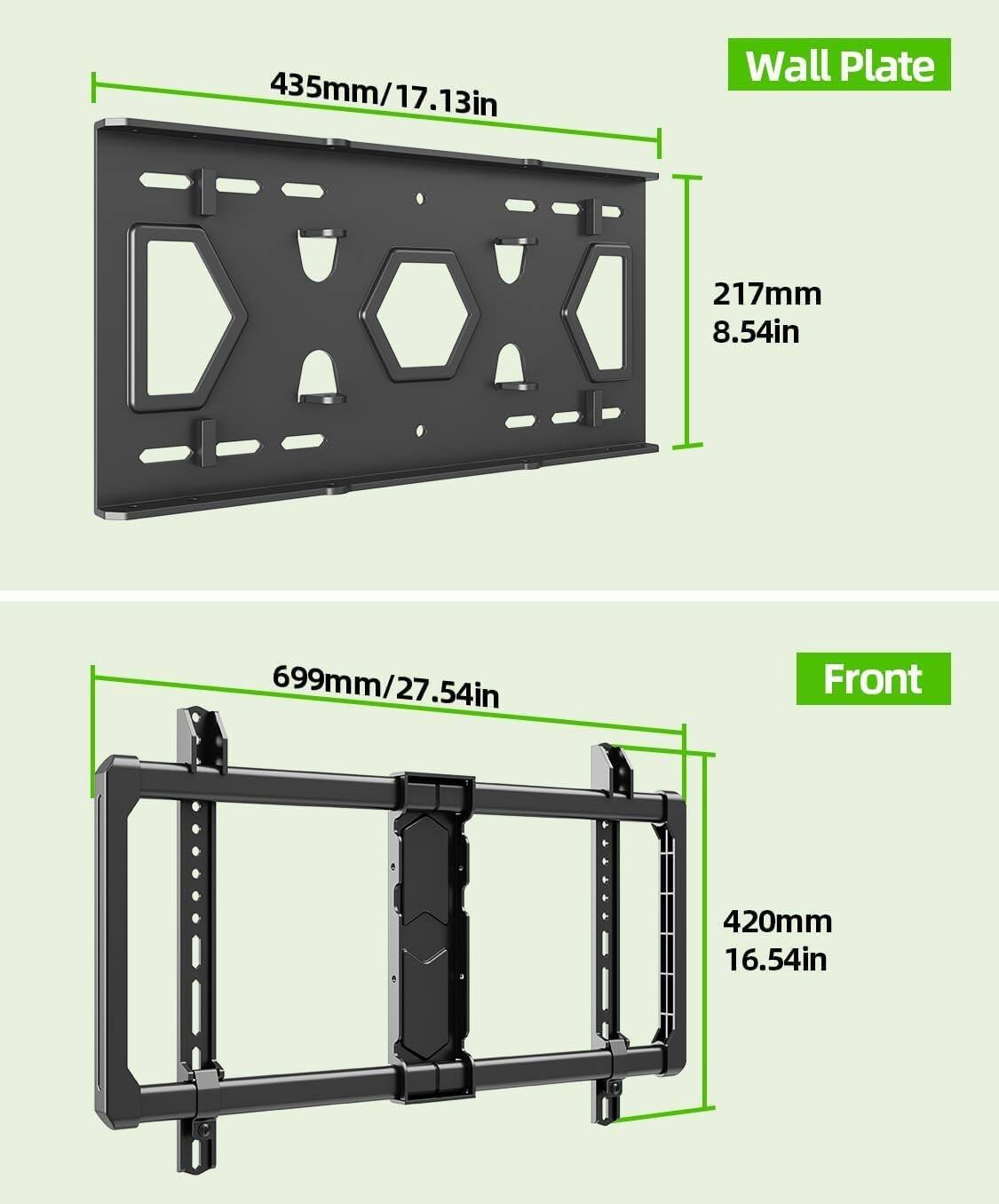 435mm/17.13in Wall Plate  
217mm 8.54in  
699mm/27.54in Front  
420mm 16.54in