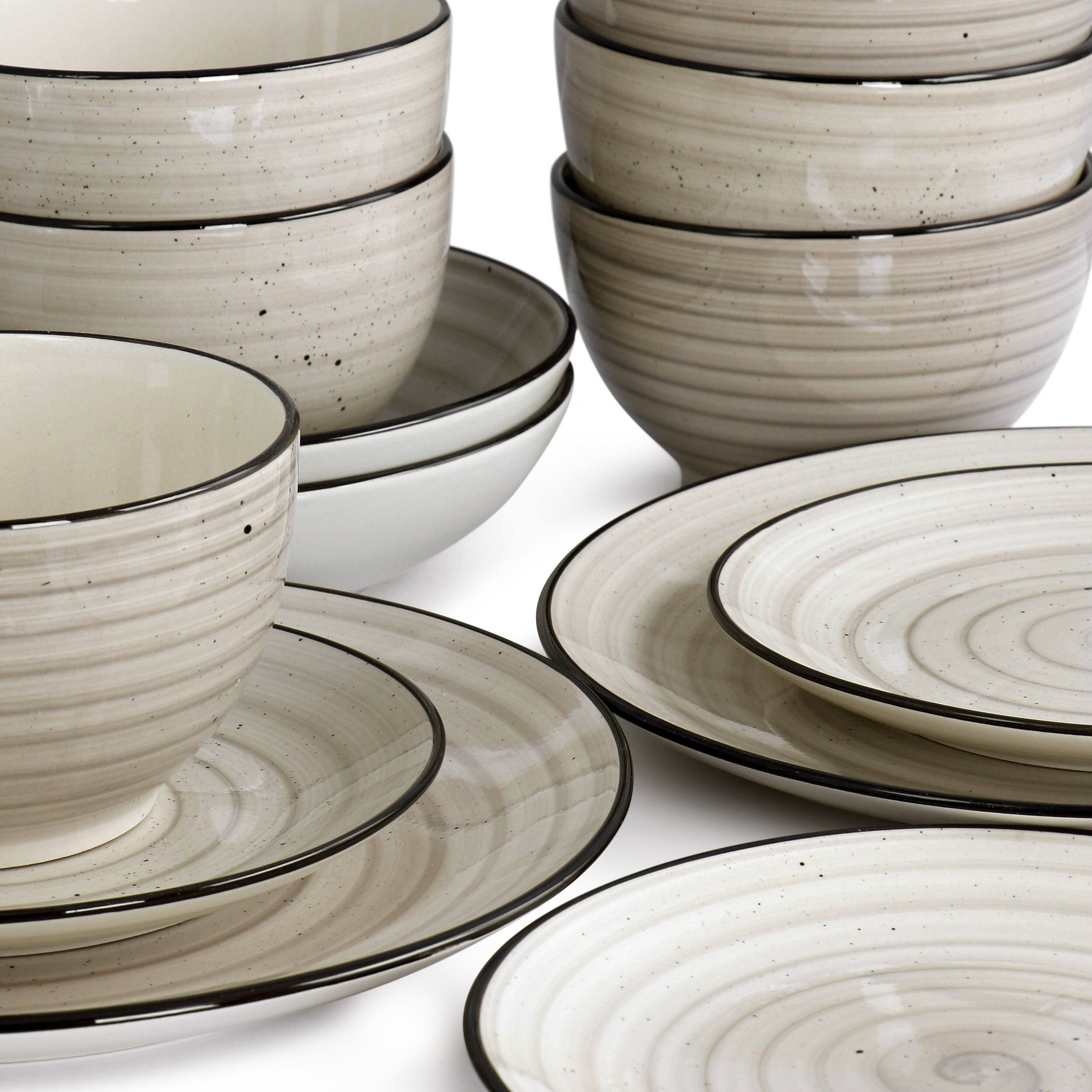 Alt View 5. Elama - Elama Gia 24 Piece Round Stoneware Dinnerware Set in Cream - Cream.