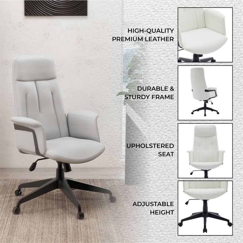 HIGH-QUALITY PREMIUM LEATHER  
DURABLE & STURDY FRAME  
UPHOLSTERED SEAT  
ADJUSTABLE HEIGHT