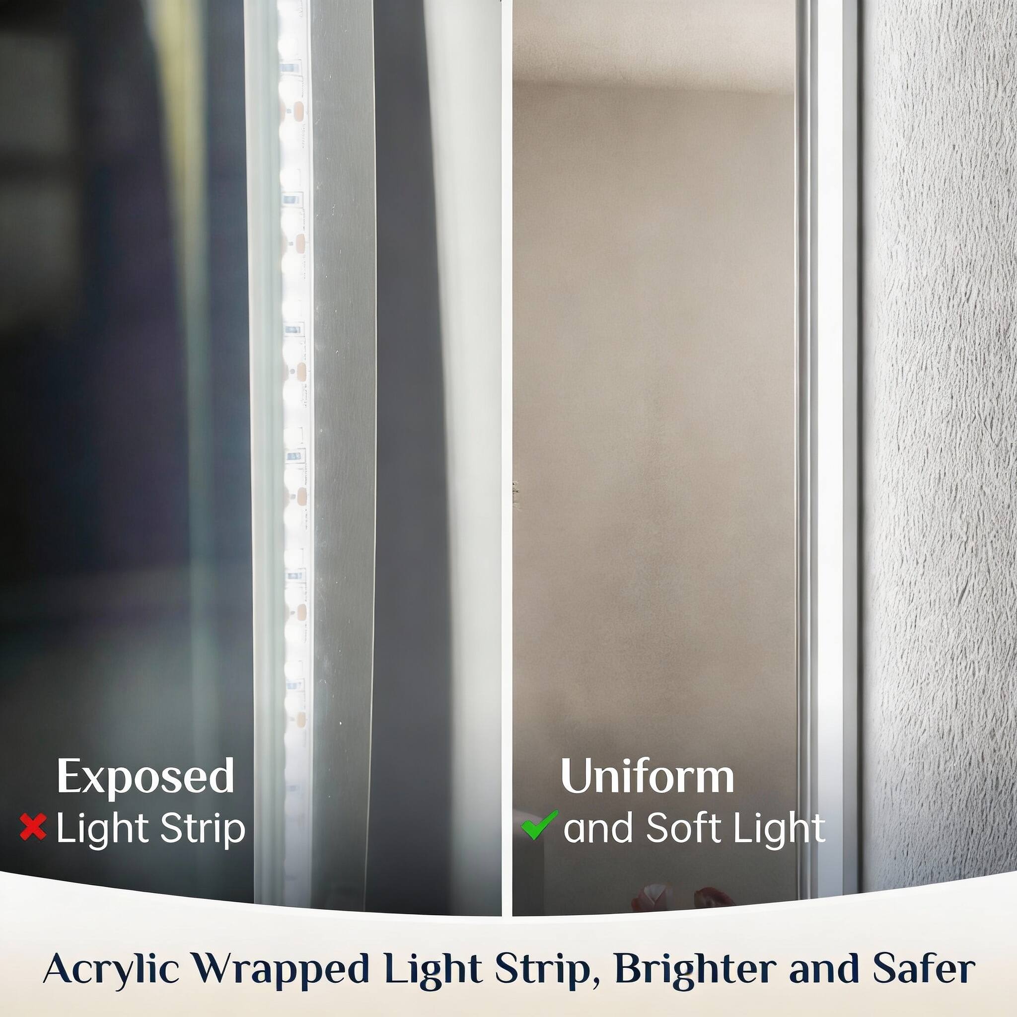 Exposed x Light Strip  
Uniform and Soft Light  
Acrylic Wrapped Light Strip, Brighter and Safer