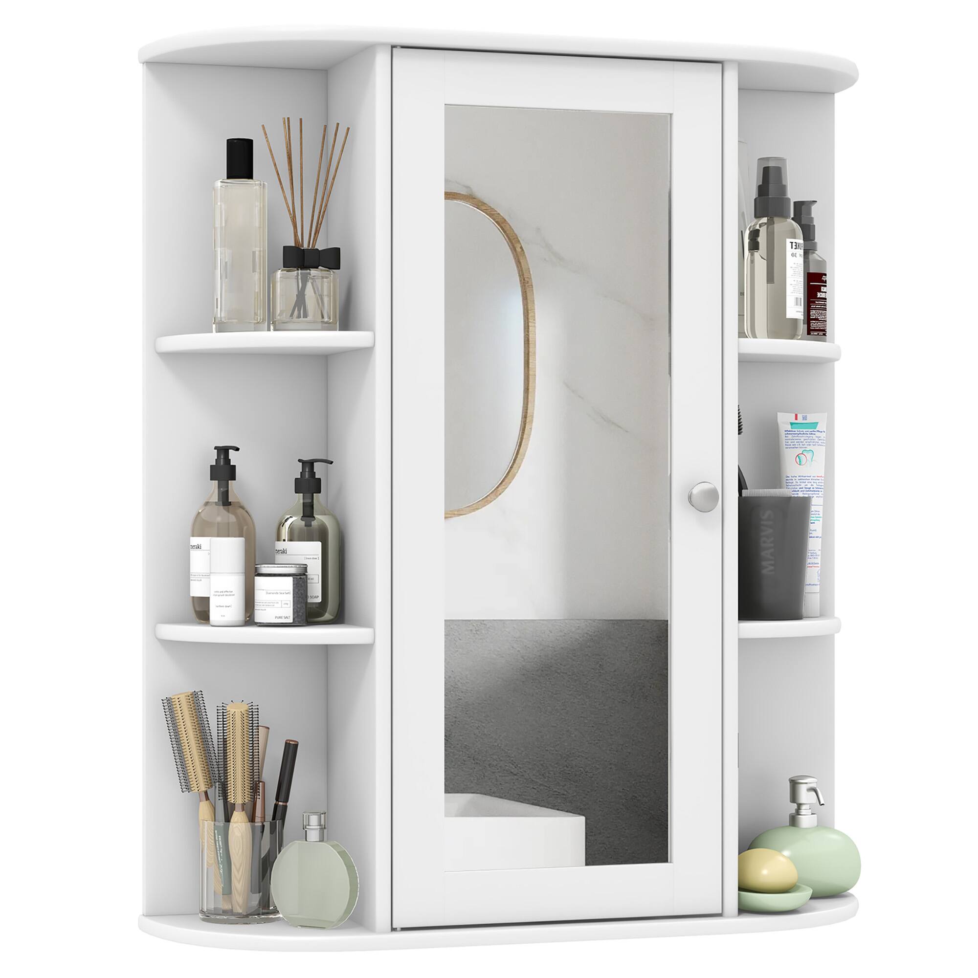 Front. Gymax - Gymax Bathroom Wall Medicine Cabinet Wall Mounted Storage Organizer w/ Mirror Door - White.