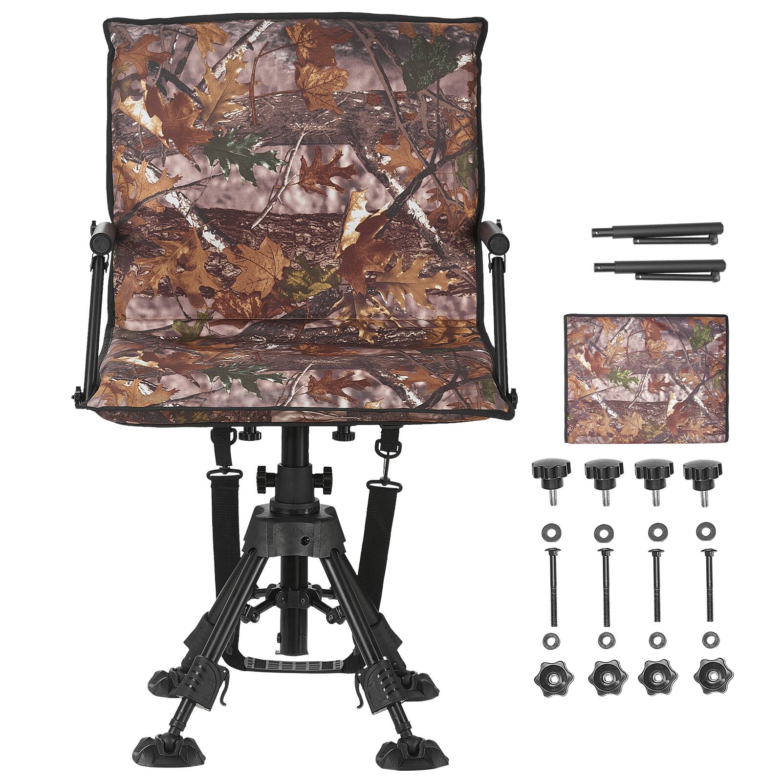Alt View 5. VEVOR - Hunting Chair, 360° Silent Swivel, Foldable Portable Blind Chair, Heavy-Duty Steel Frame Ground Stool Seat - Black.