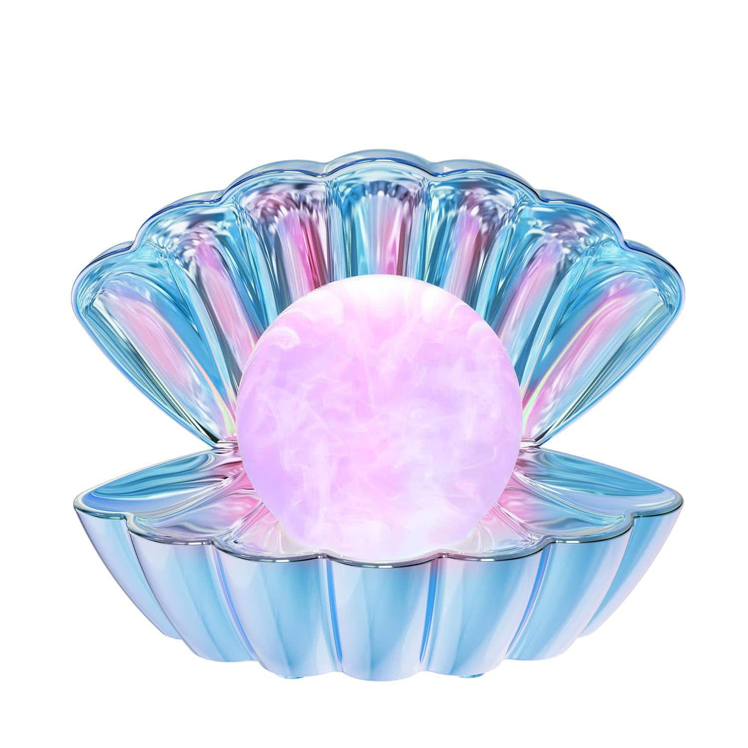 Paradigms Interiors - Shell Beach Themed Night Light Rgb 8 Colors Changing Mood Lamps Bedside Led Clamshell Portable Lights For Bar - Electroplating Blue