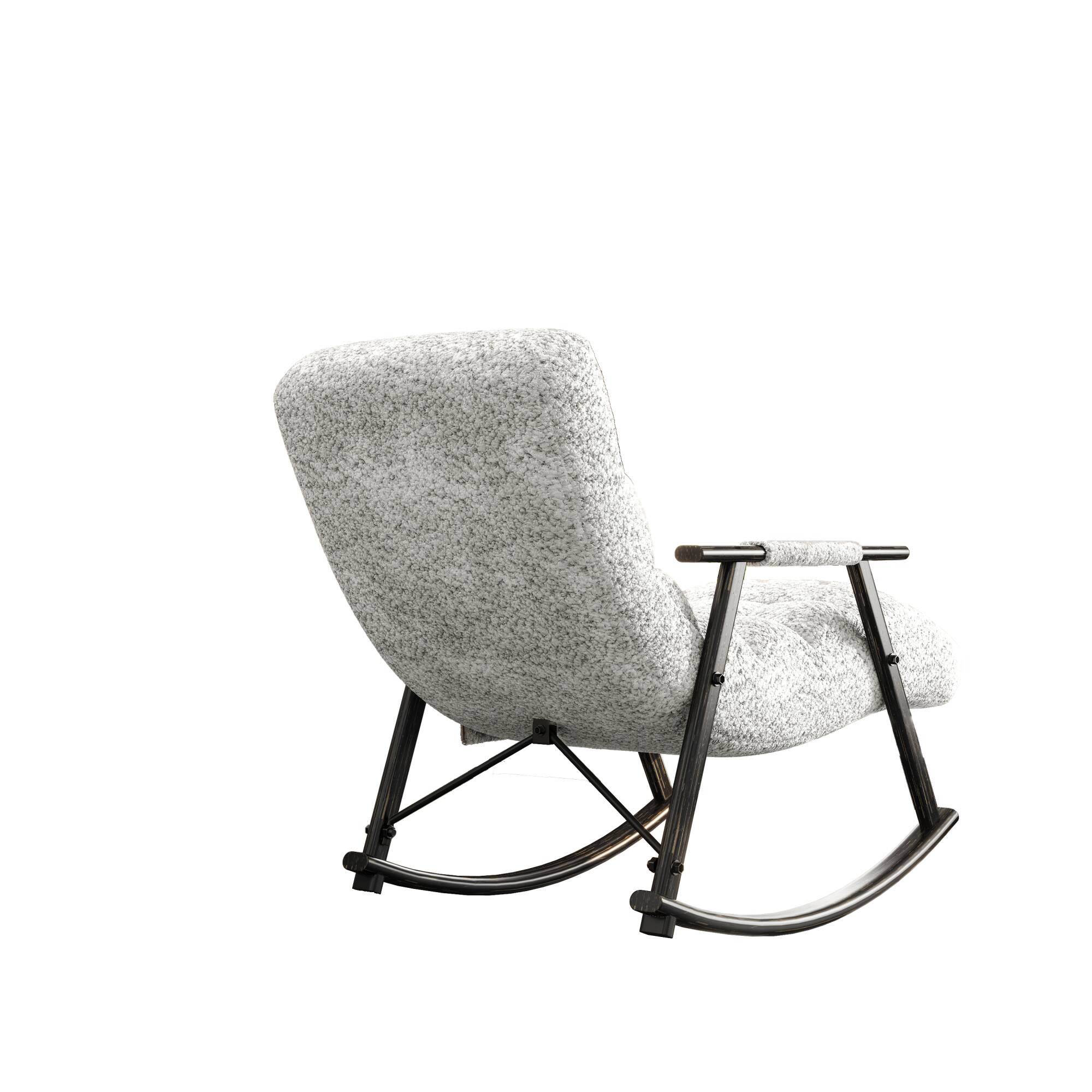 Alt View 5. GOODSILO - Adjustable High Back Casual Rocking Chair with Footrest and Side Pockets for Living Room Bedroom or Balcony - Grey.