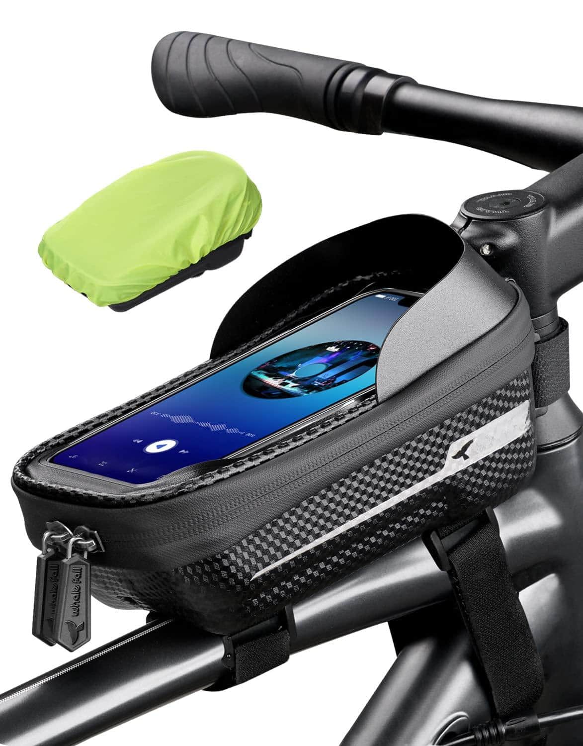 Empire DigiLabs - Waterproof Bike Frame Bag 1 Phone Holder Mount Bicycle Top Tube With Touchscreen Accessories For Phones Und - Black