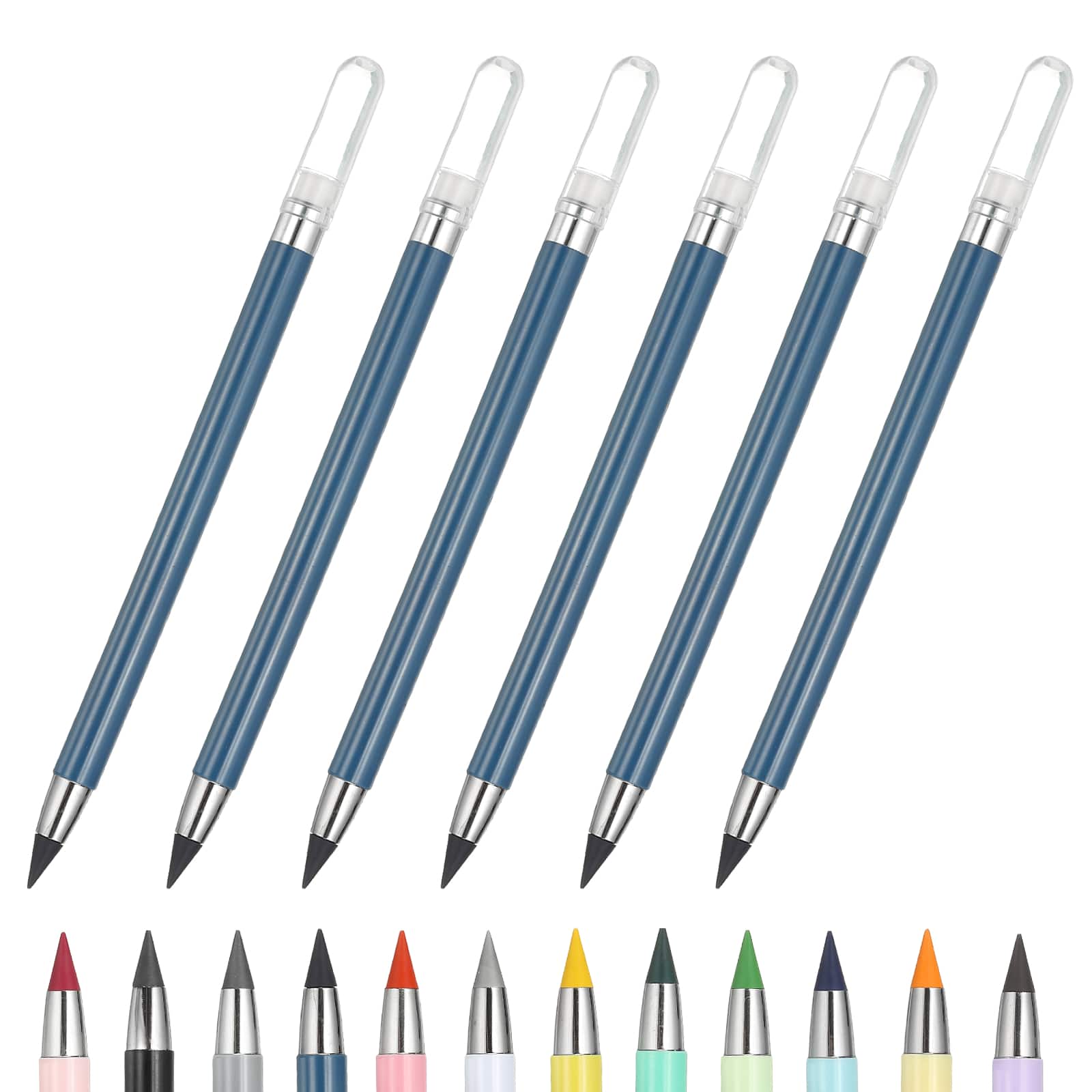 Unique Bargains - Eternal Pencil, 6pcs Mech Sharpened Metal Pencils Set for Coloring, Sketch Drawing, Writing - Dark Blue price history on PriceWatchPro