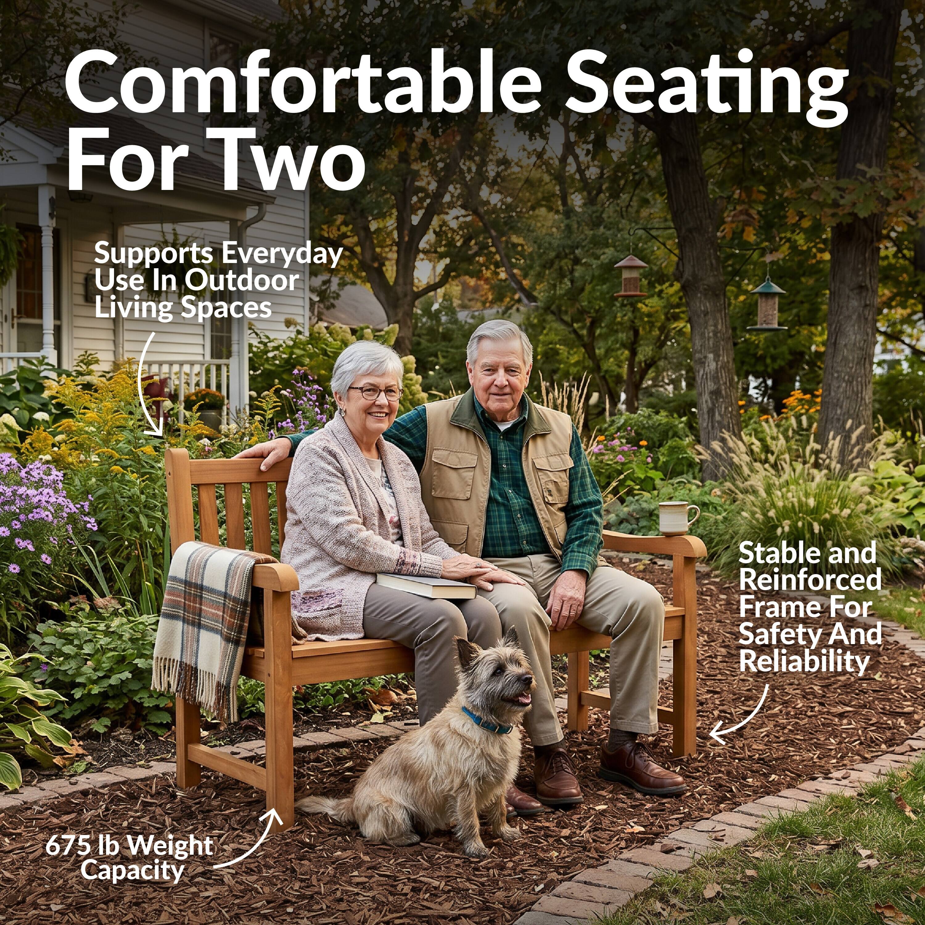 Comfortable Seating For Two  
Supports Everyday Use In Outdoor Living Spaces  
Stable and Reinforced Frame For Safety And Reliability  
675 lb Weight Capacity