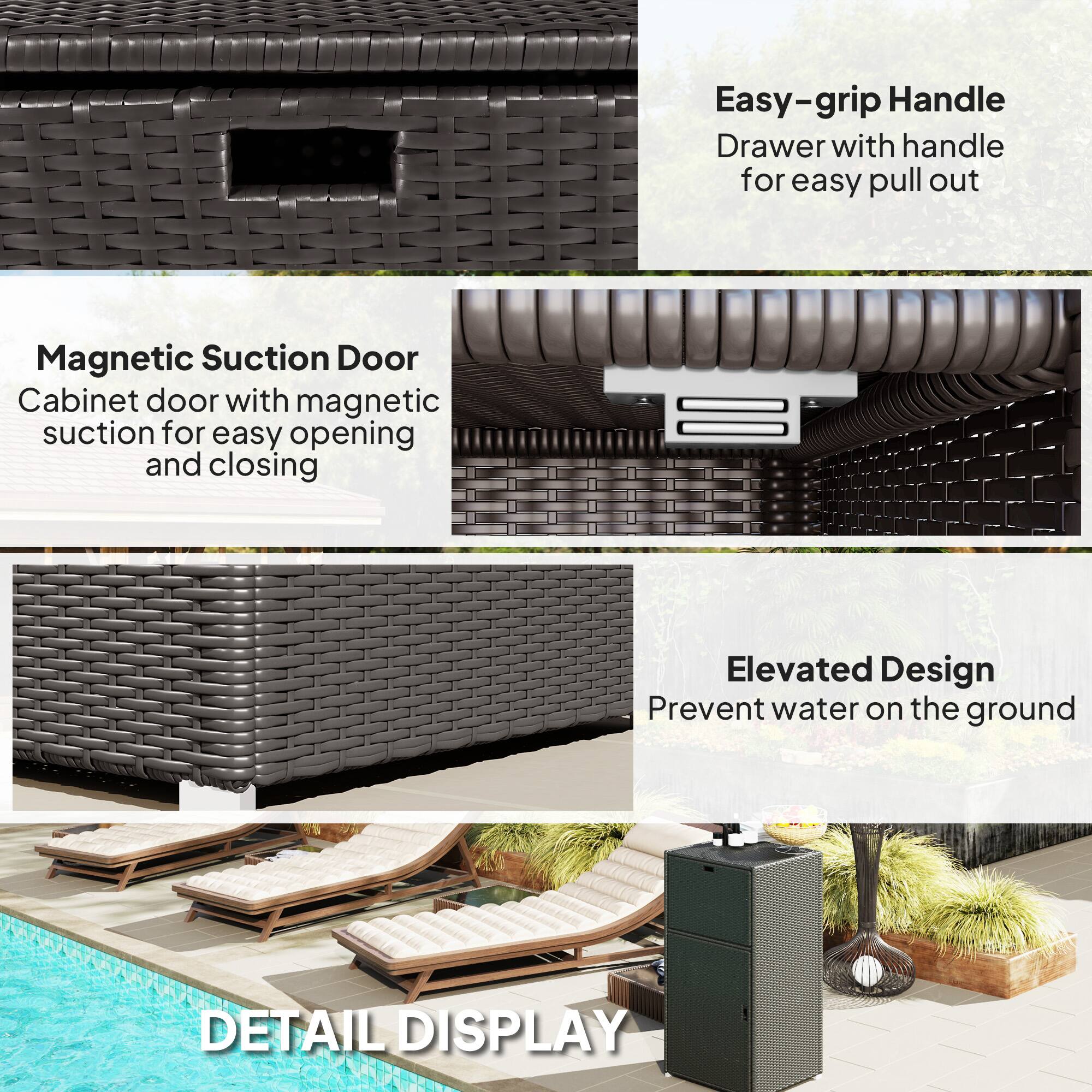 Easy-grip Handle, Magnetic Suction Door, Elevated Design, DETAIL DISPLAY