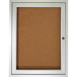 Ghent - 1-Door Enclosed Indoor Bulletin Board - 36" Height x 24" Width - Cork Surface - Shatter Resistant - 1 Each