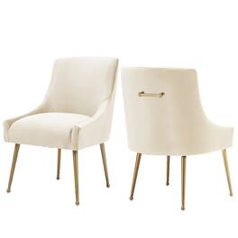 Boyel Living - Velvet Dining Chair with Pulling Handle and Adjustable Foot Nails(Set of 2) - Beige