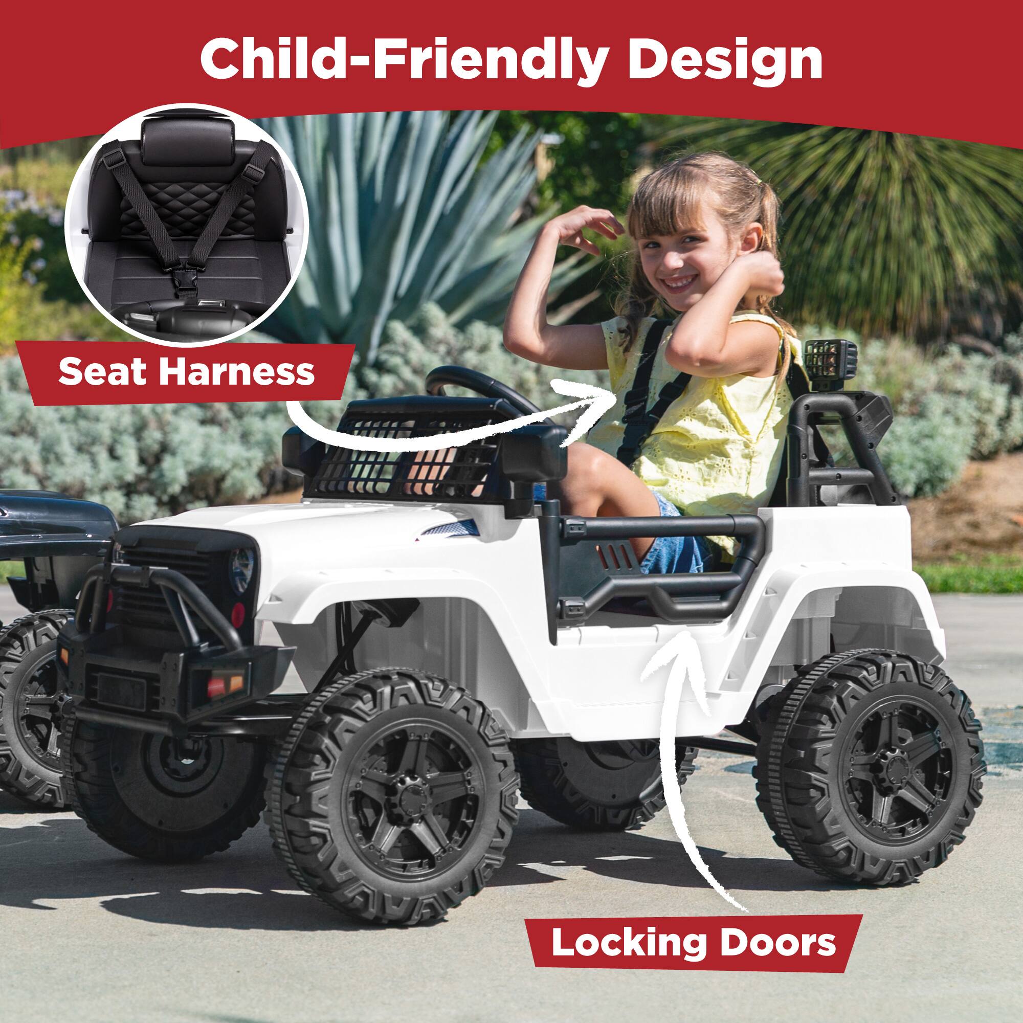 Child-Friendly Design

- Seat Harness
- Locking Doors