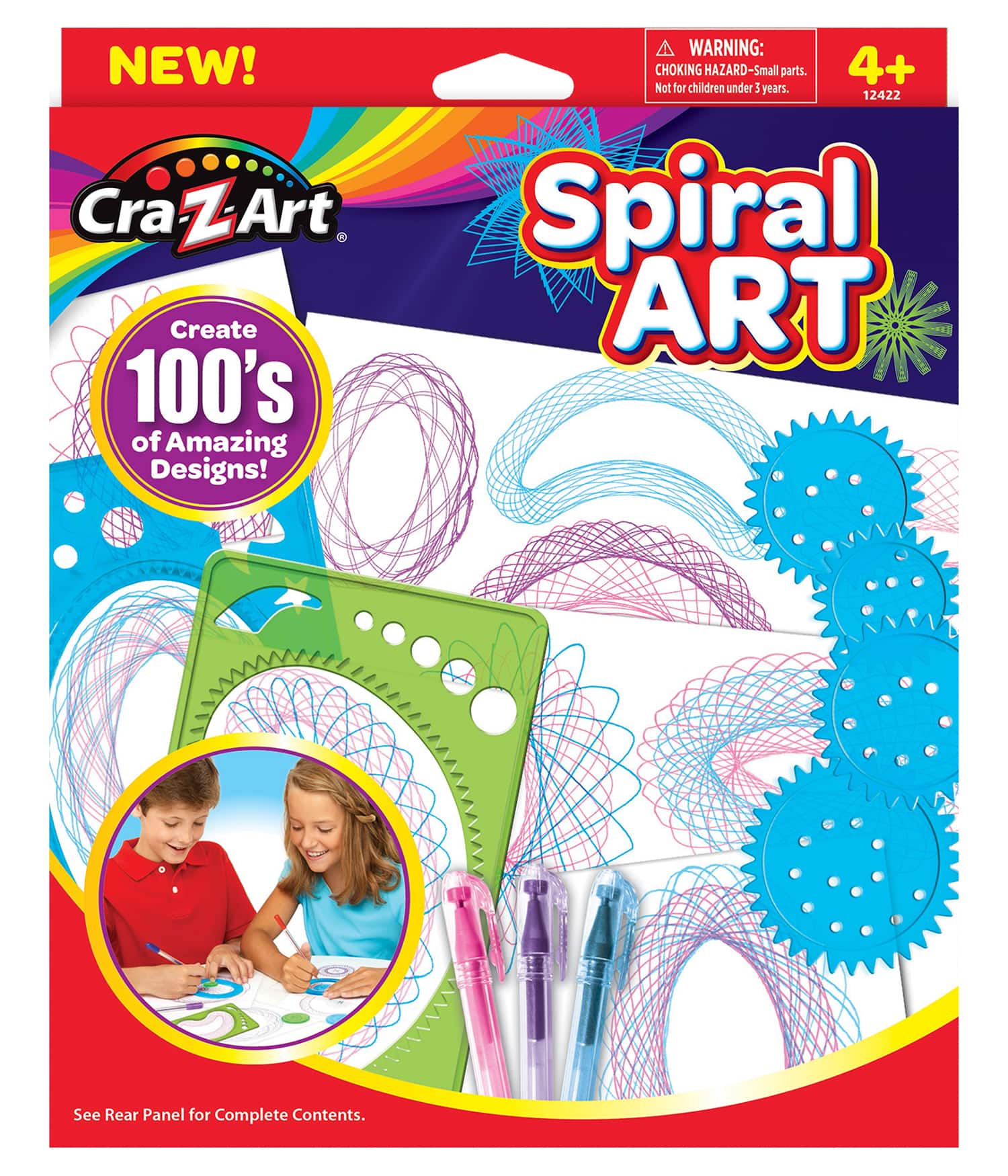 NEW! Cra-Z-Art Create 100's of Amazing Designs! WARNING: CHOKING HAZARD - Small parts. 4+ Not for children under 3 years. 12422 Spiral Art See Rear Panel for Complete Contents.