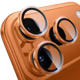 Entronix - Camera Lens Protector Compatible with iPhone 17 Pro/17 Pro Max - Luxury Metal - Orange