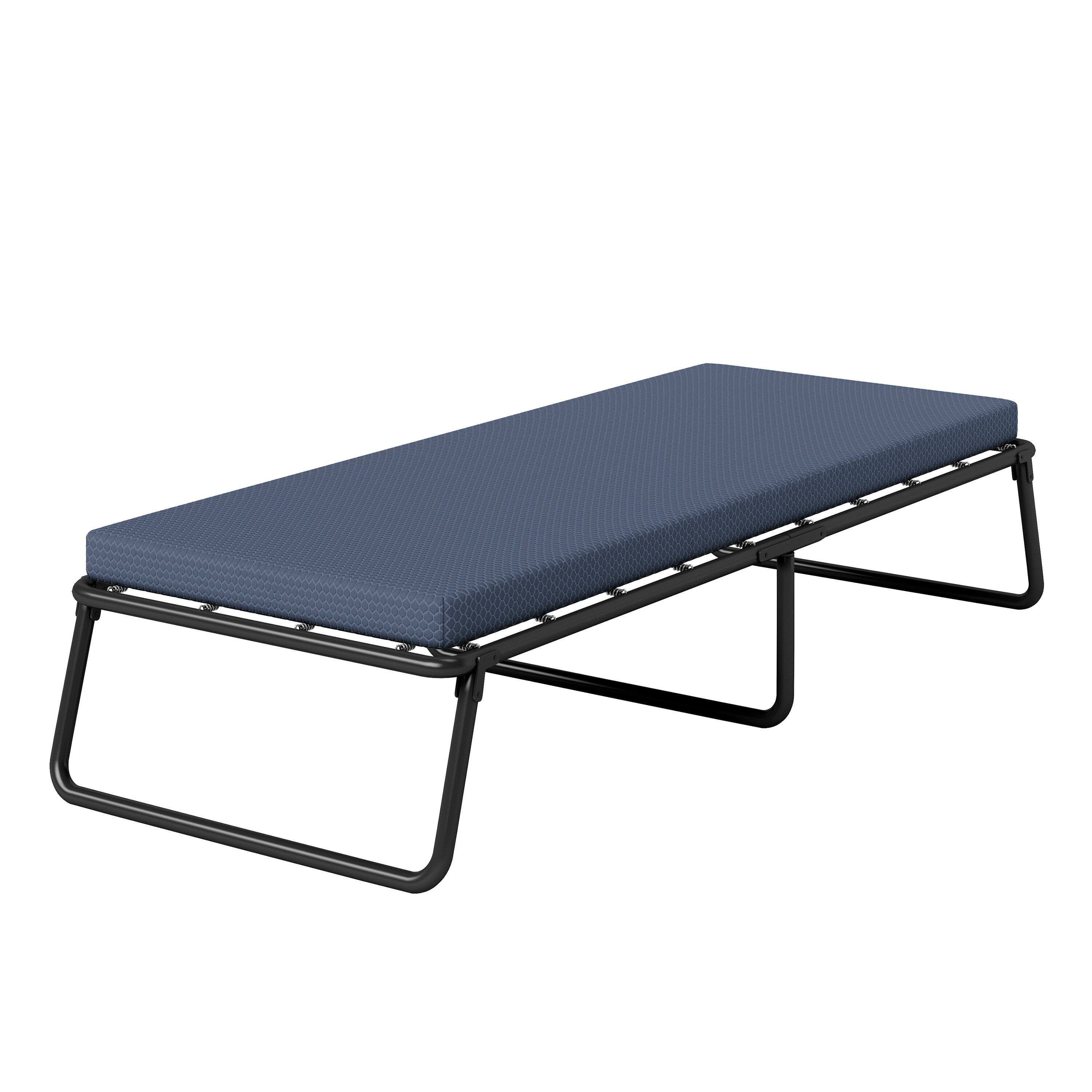 Alt View 1. Boyd Sleep - Folding Guest Bed, Metal Frame with GelLux PU Mattress, Washable Removable Cover - Dark Blue.
