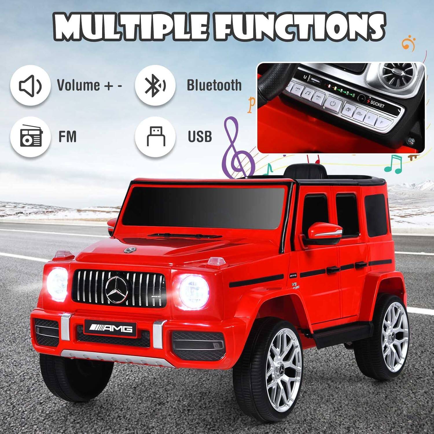 MULTIPLE FUNCTIONS

- Volume + -
- Bluetooth
- FM
- USB