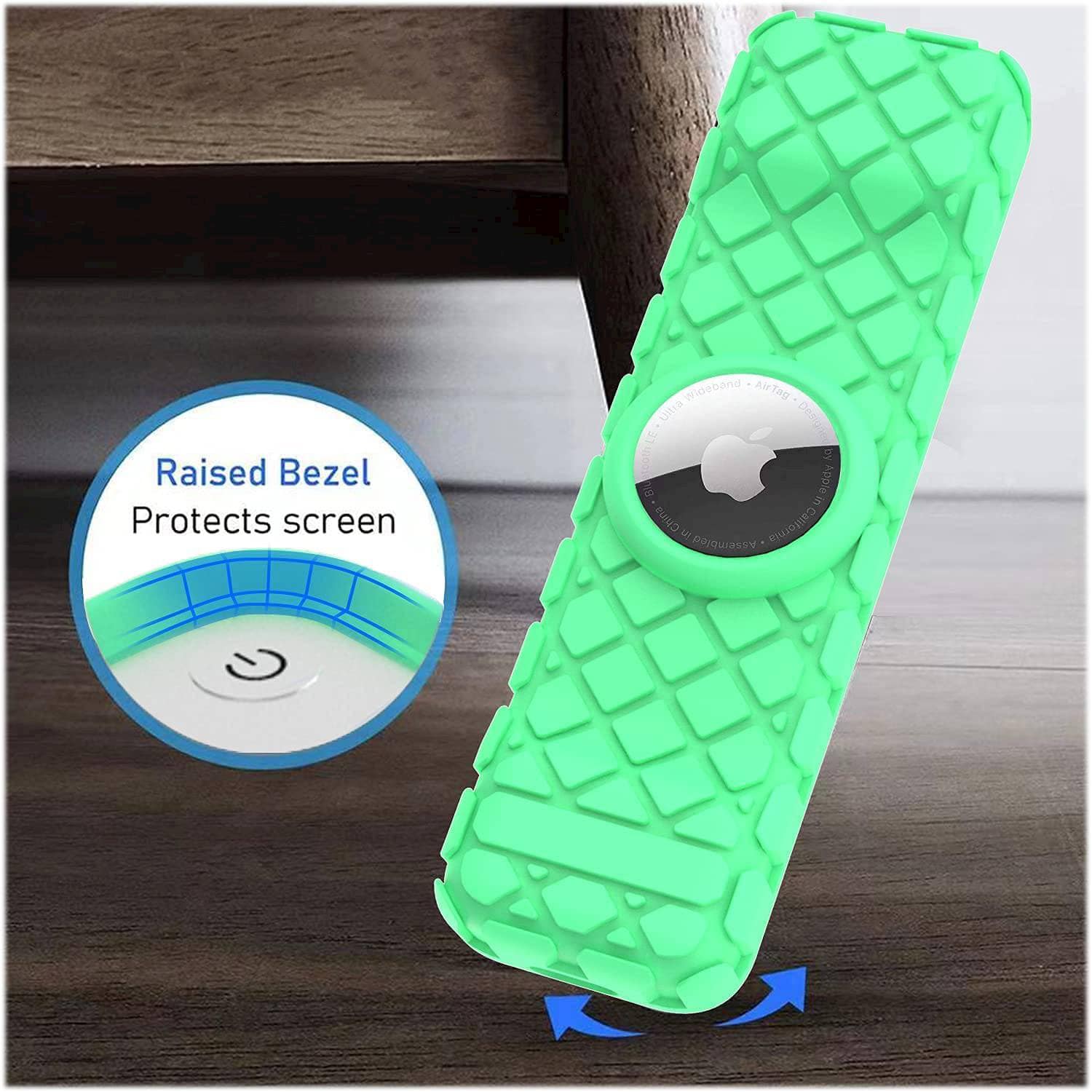 Alt View 15. SaharaCase - Apple TV 4K Remote Silicone Case for Apple AirTag - Green Glow.