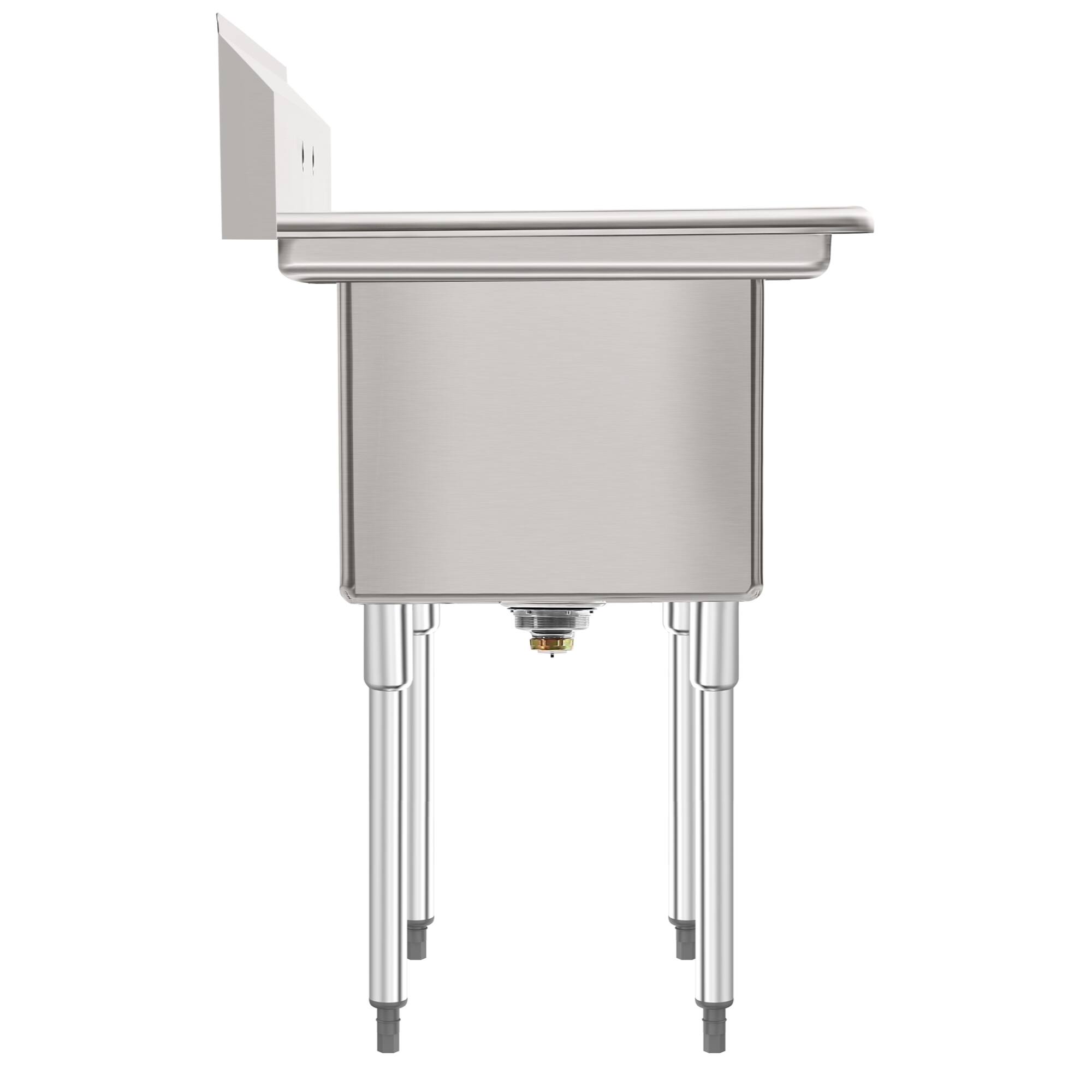 Alt View 4. Koolmore - 72 in. 18-Gauge 2-Compartment  Sink with Backsplash and Dual 18 in. Drainboards, Bowl Dimensions 18"x18"x14" - Stainless Steel.