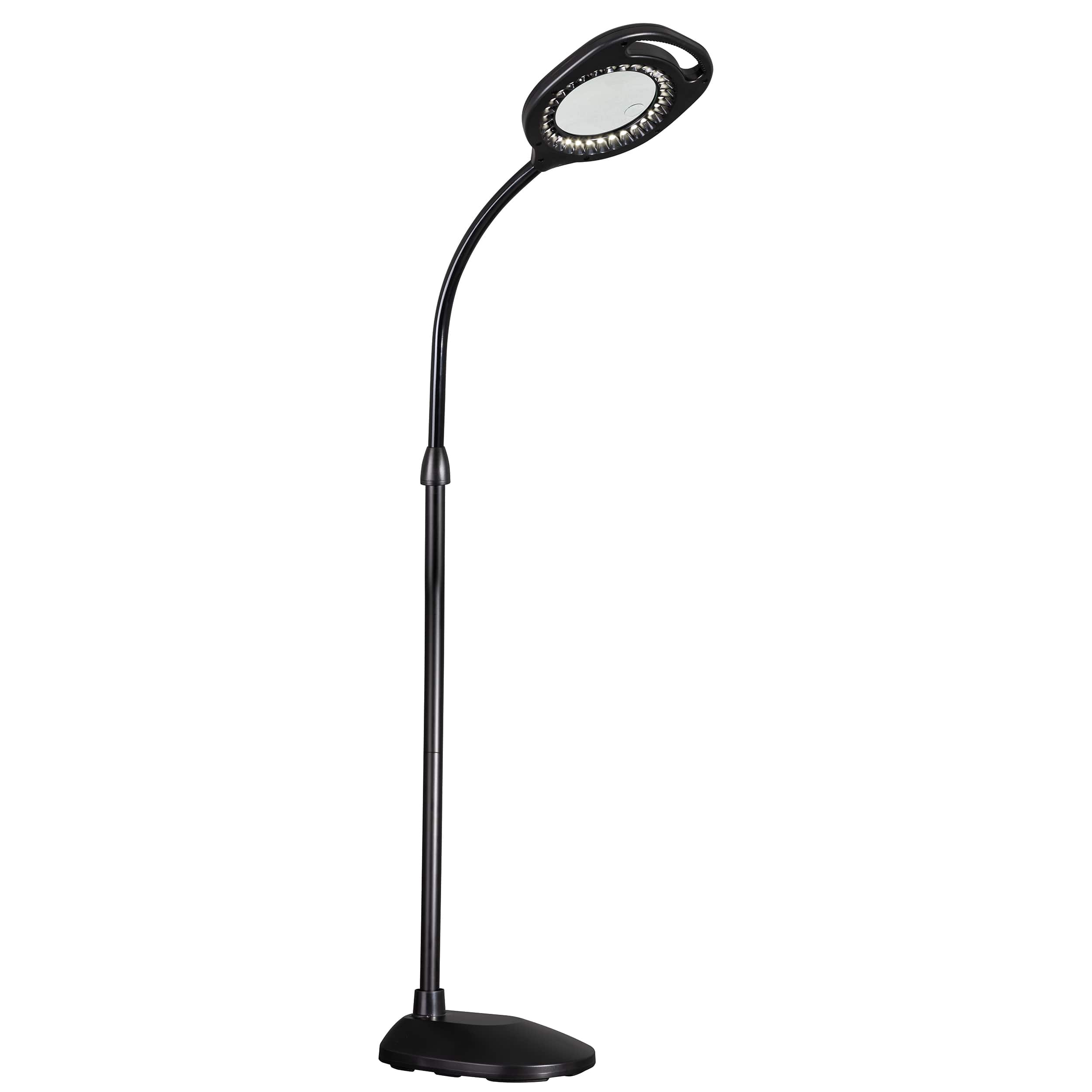 Front. OttLite - 2-in-1 LED Magnifier Floor and Table Light - Black.
