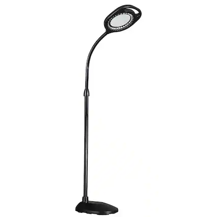 Front. OttLite - 2-in-1 LED Magnifier Floor and Table Light - Black.