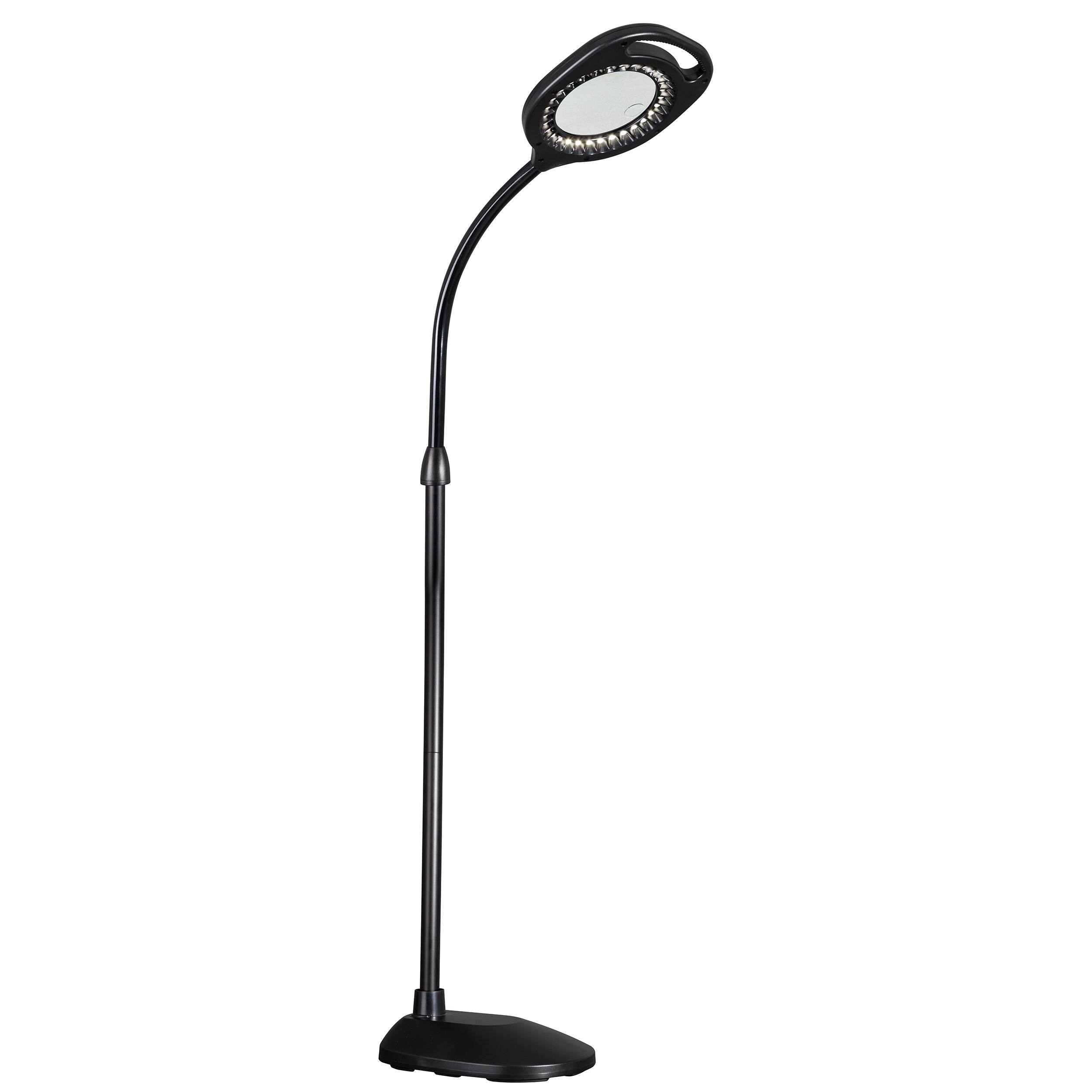 Front. OttLite - 2-in-1 LED Magnifier Floor and Table Light - Black.
