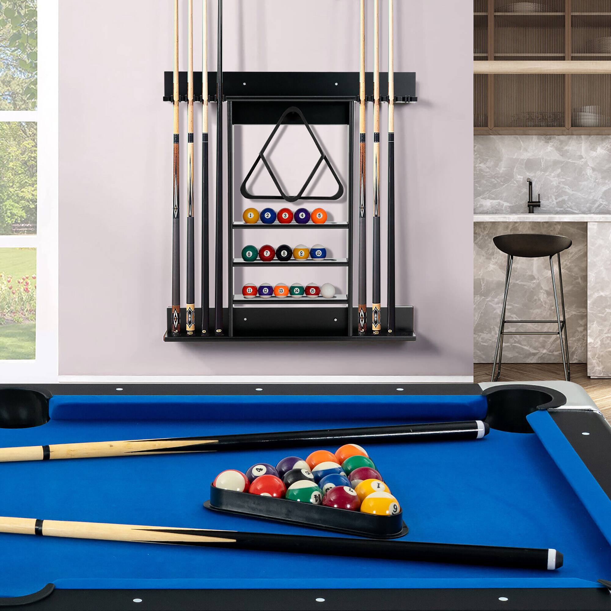 Alt View 1. Gymax - Gymax Billiard Cue Rack Only Wall-mounted Billiard Stick Holder Wall Pool Stick Holder Black - Black.
