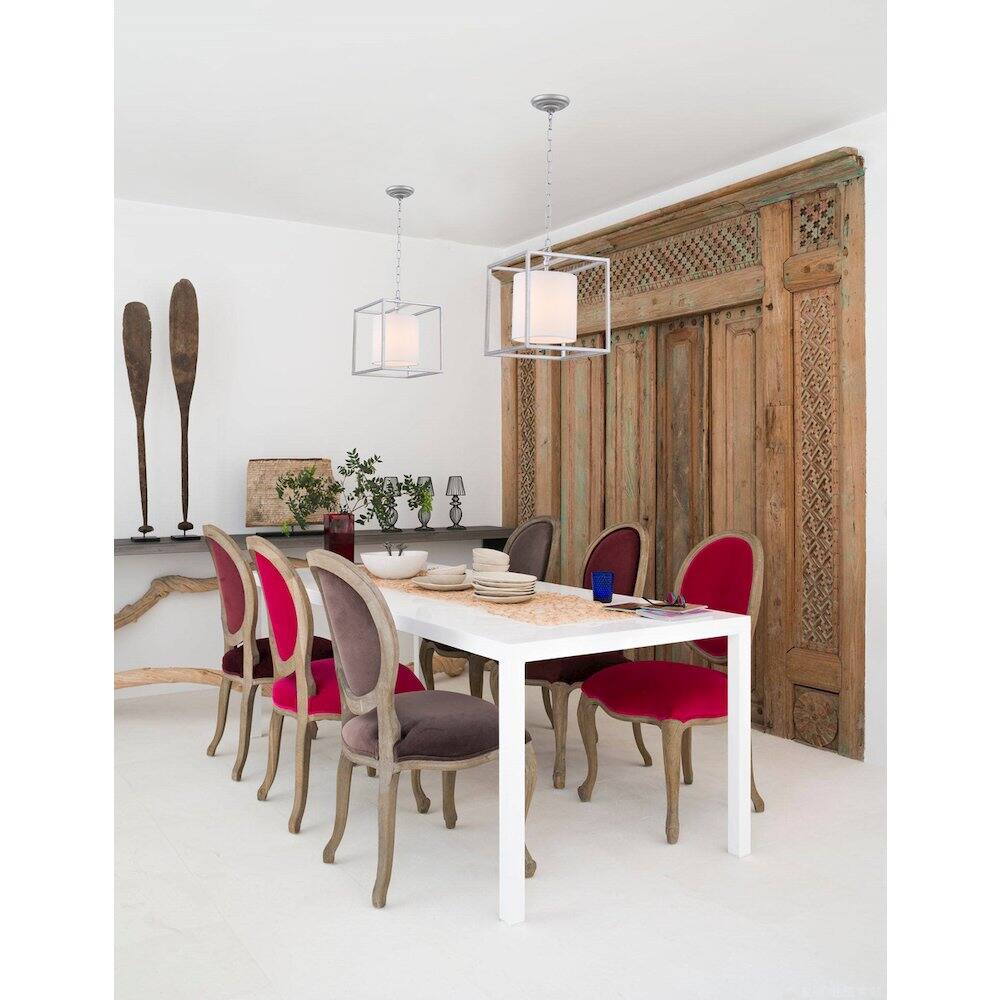 Alt View 7. Living District - Mirin 1 Light Vintage Silver And White Shade Pendant - Vintage Silver And White Shade.