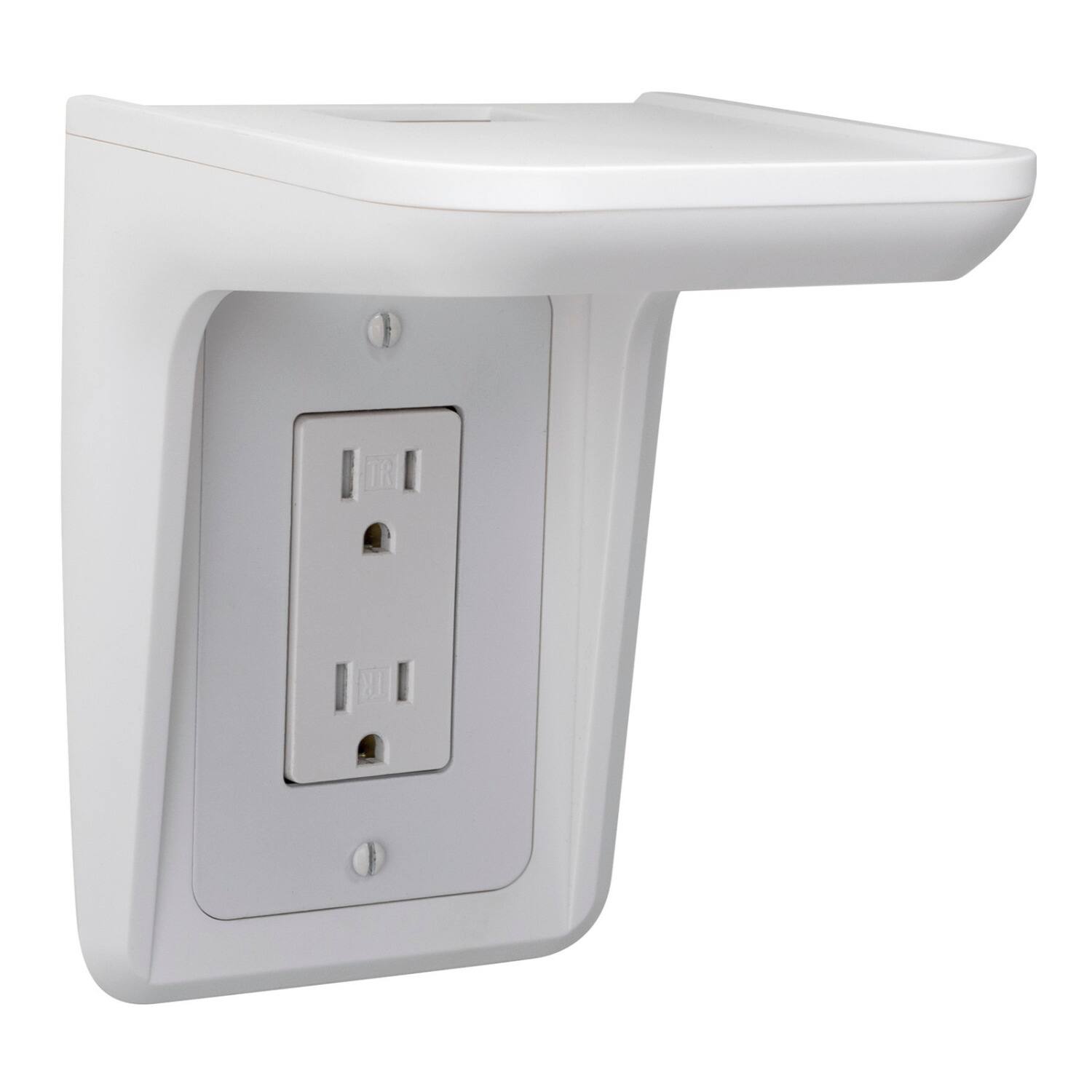 Left. Knox - Knox Gear Multi-Purpose Outlet Wall Shelf with Built-In Cable Management (White).