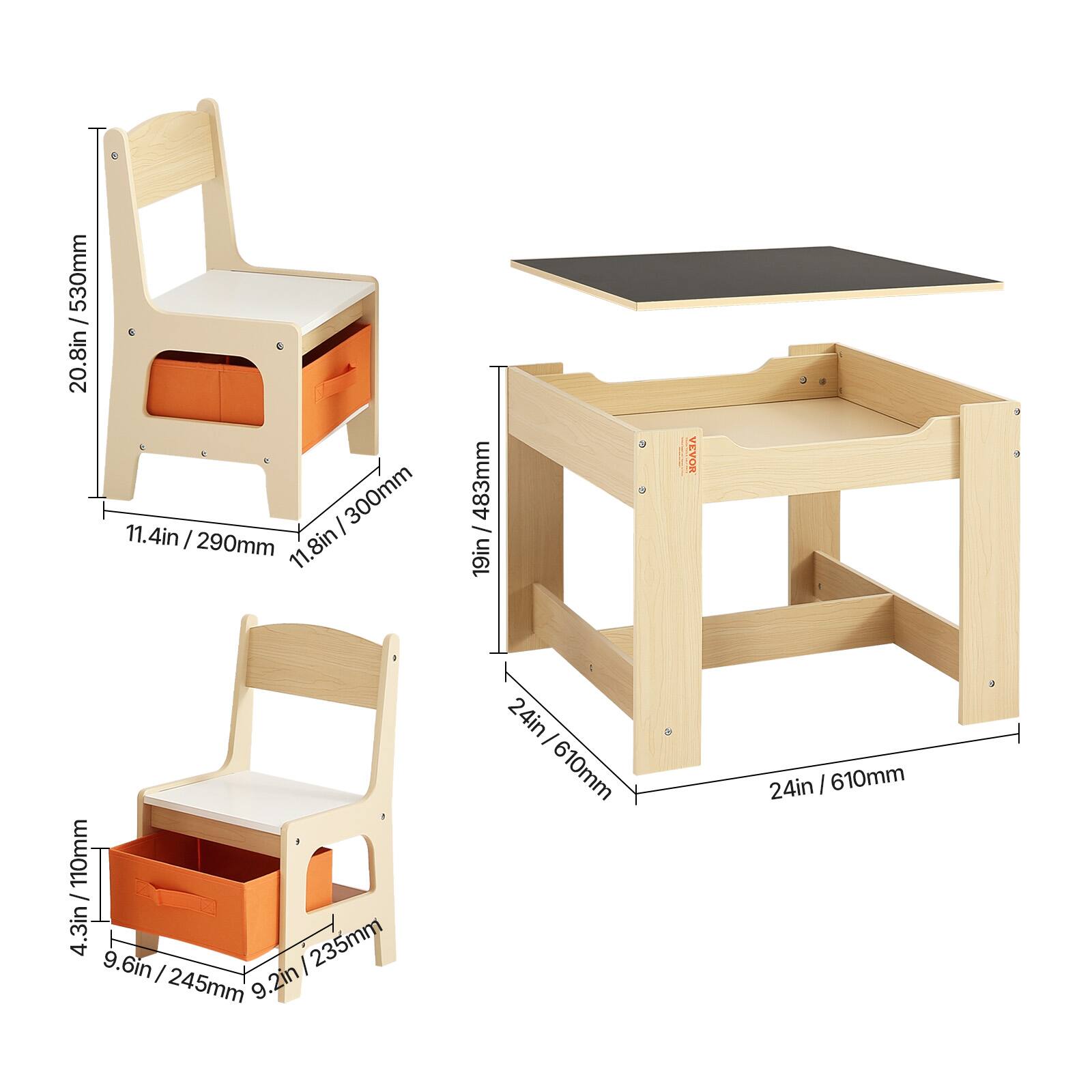 530mm / 20.8in  
300mm / 11.8in  
290mm / 11.4in  
483mm / 19in  
110mm / 4.3in  
235mm / 9.6in  
245mm / 9.2in  
24in / 610mm  
24in / 610mm