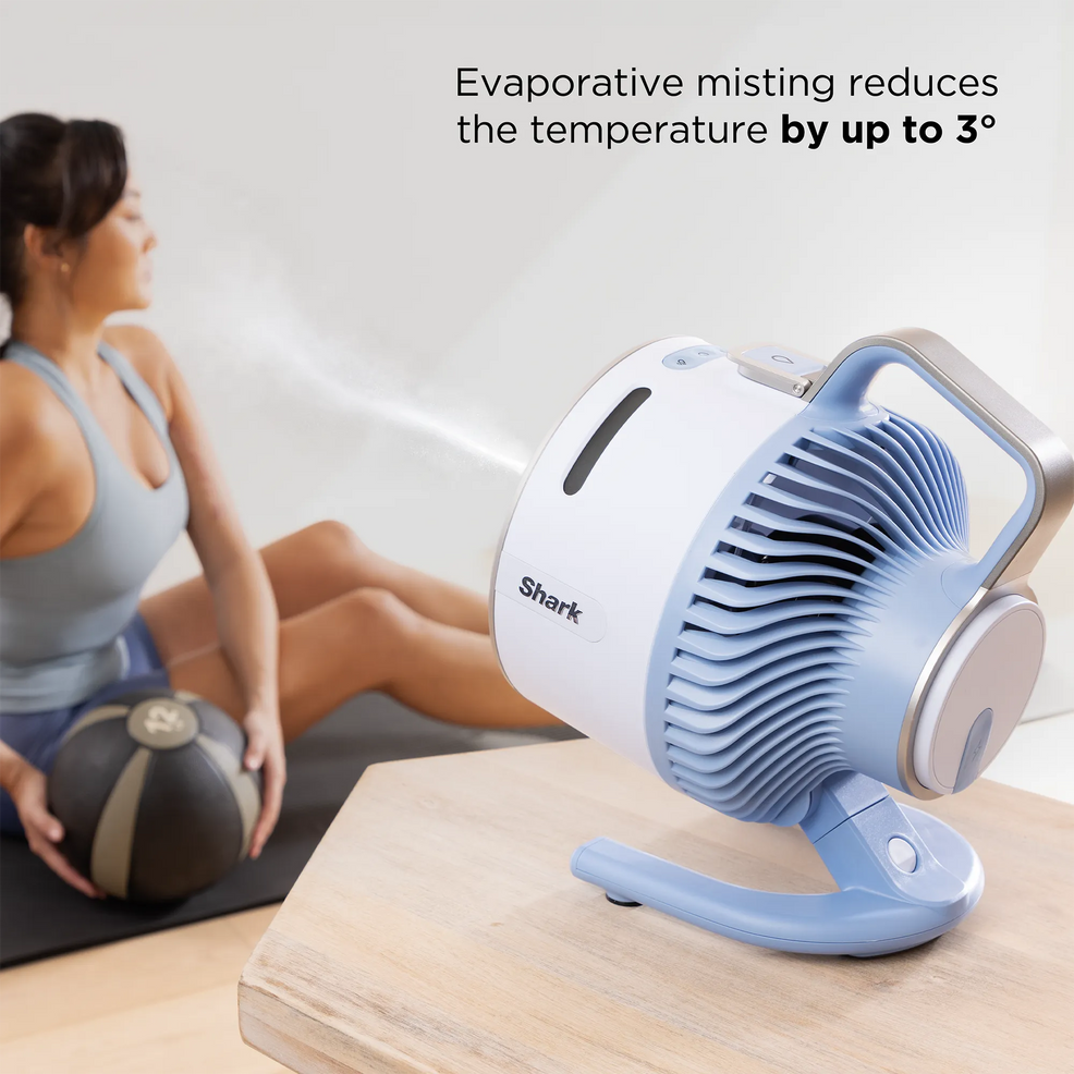 Evaporative misting reduces the temperature by up to 3°
